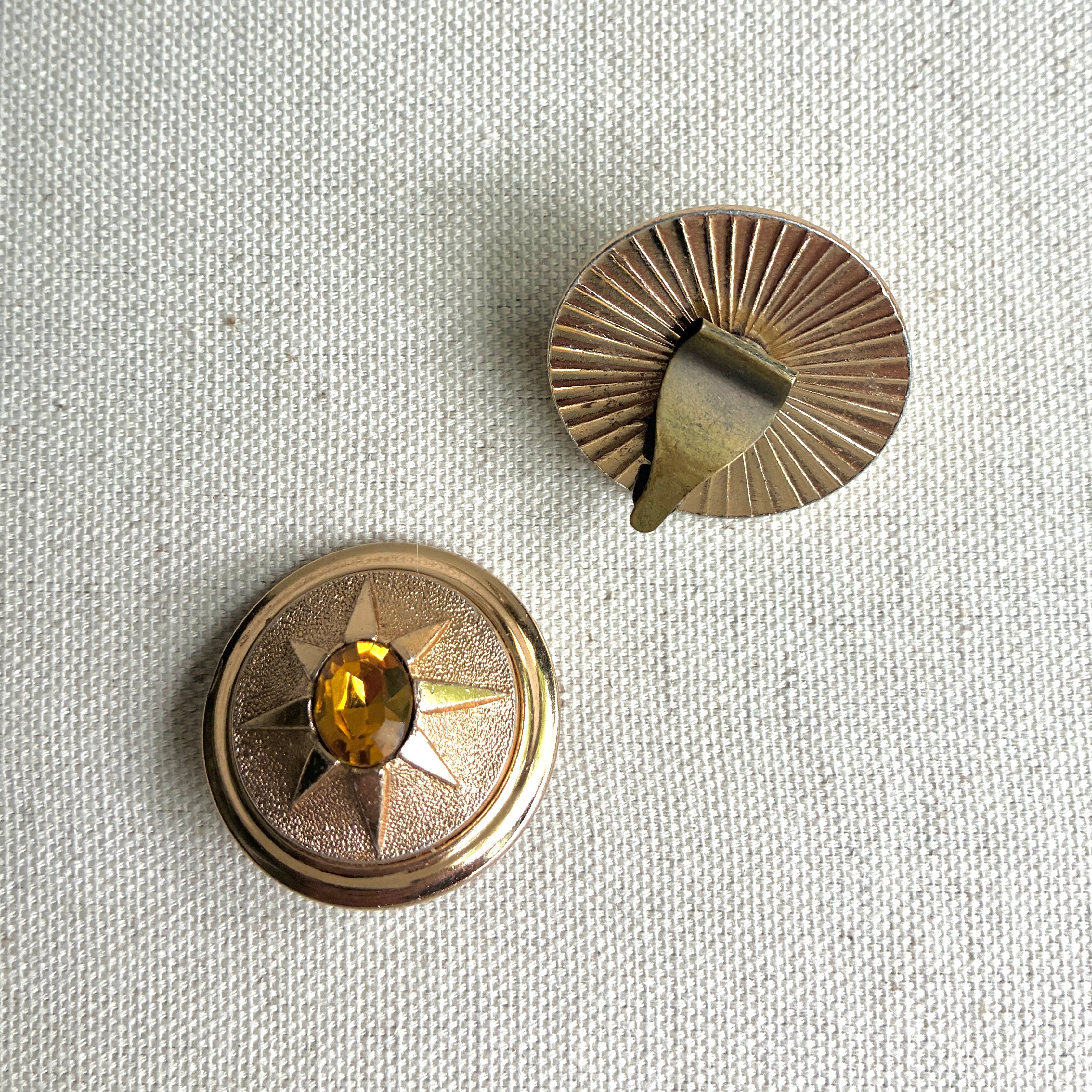 Vintage French Citrine Sunburst Earrings