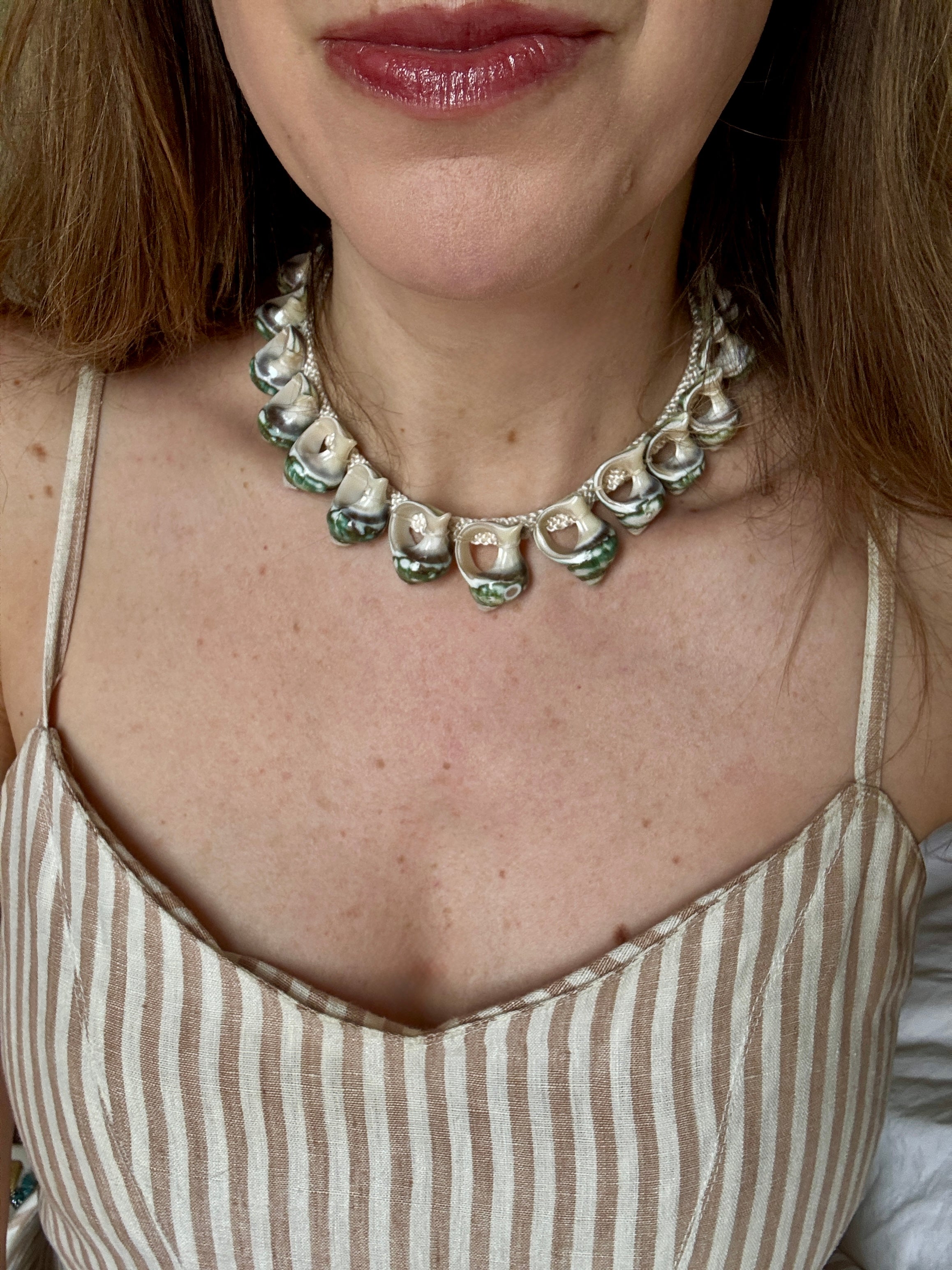 Vintage French Green Shell Necklace