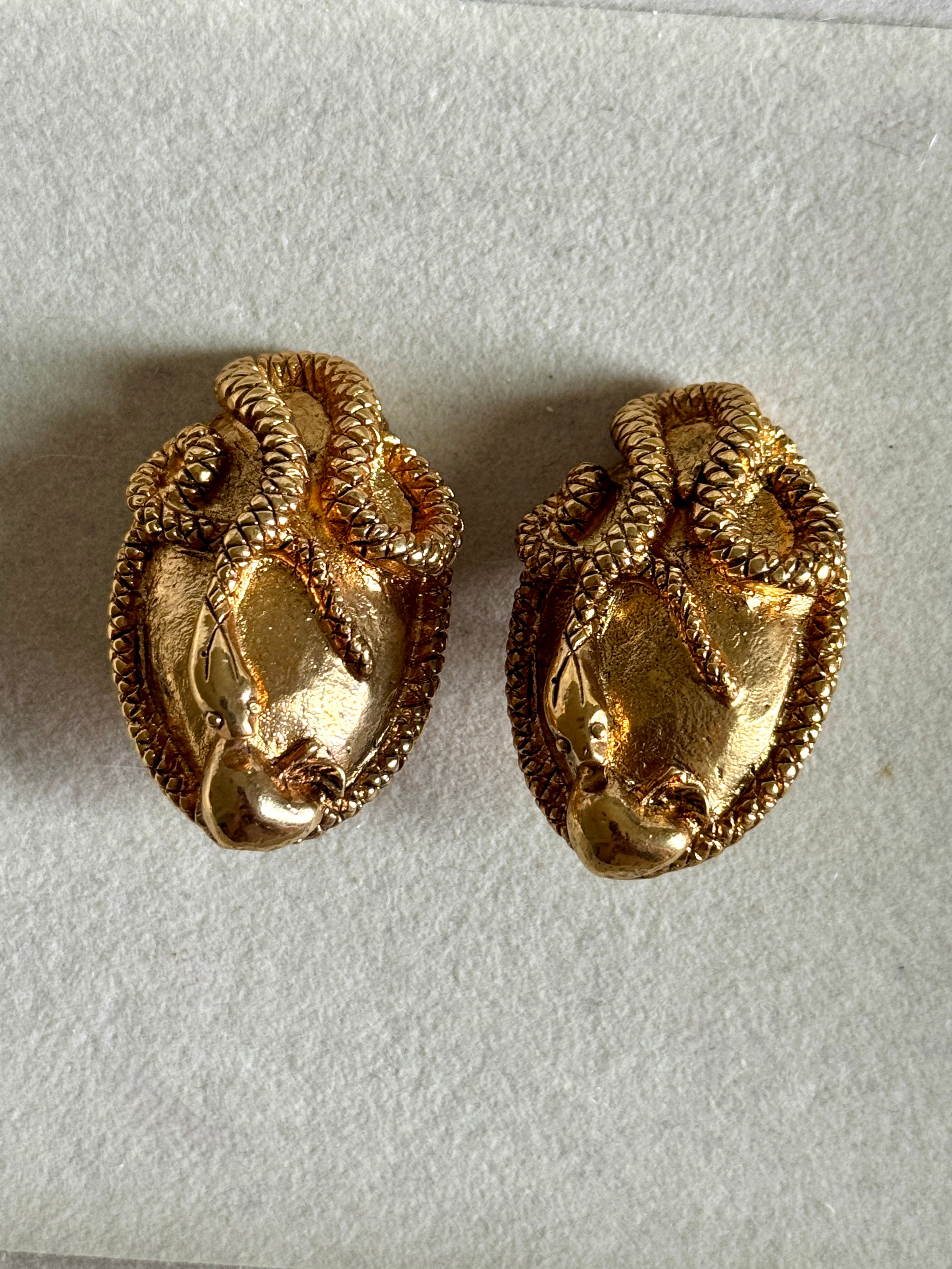 Vintage French Designer Chantal de Kerouzart Snake Earrings