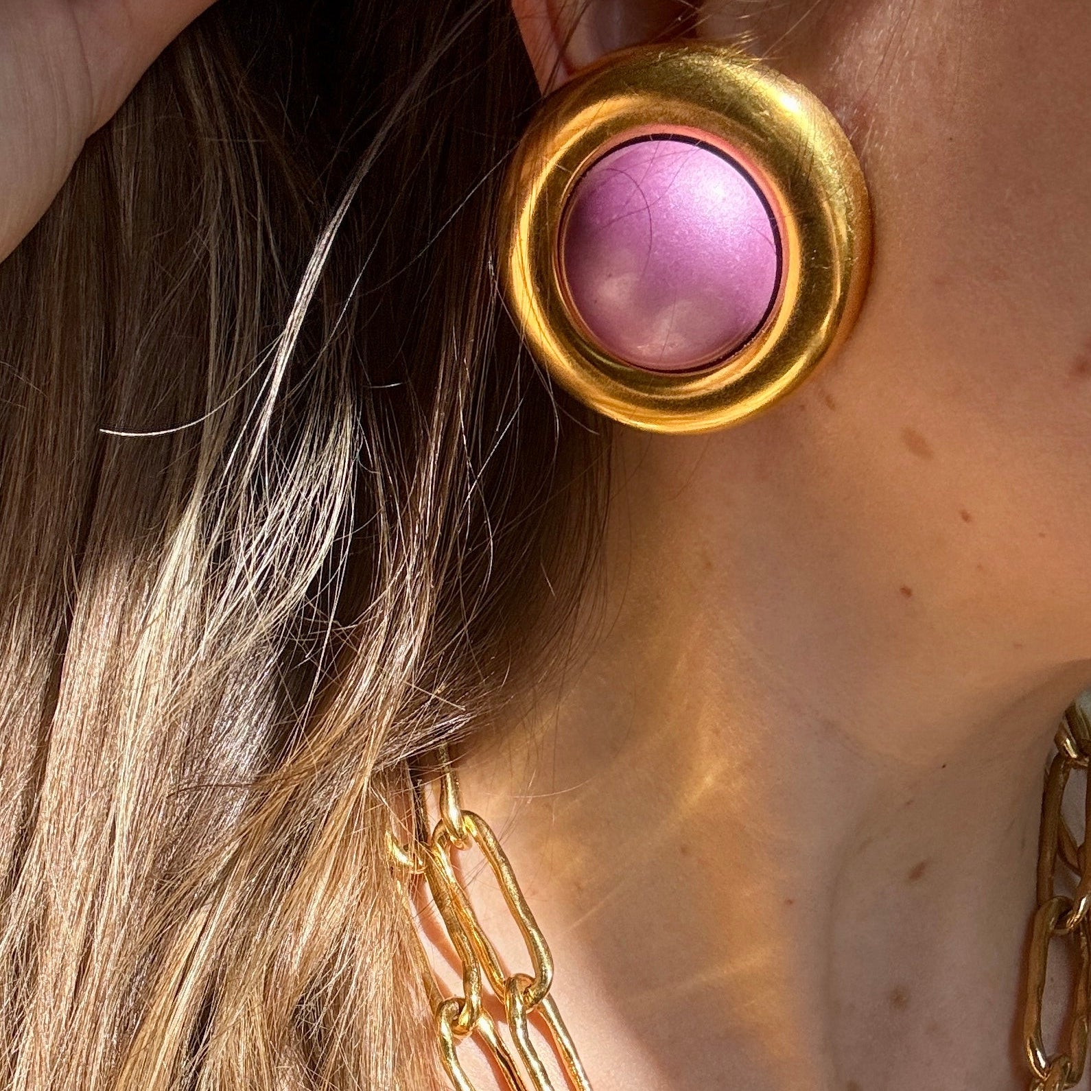 Vintage Designer Purple Pearl Celine Earrings