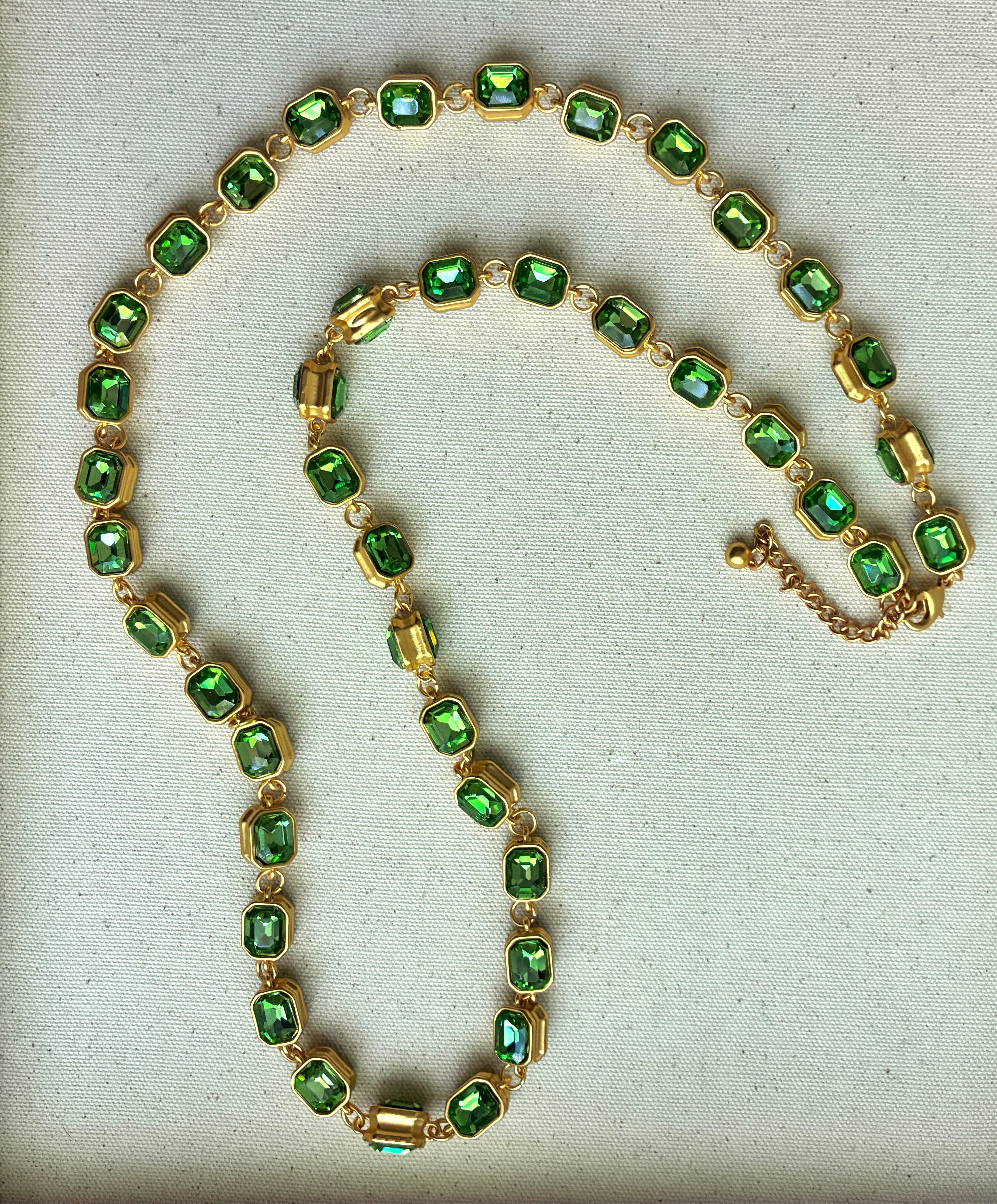 Extra Long Crystal Necklace - Blue & Green