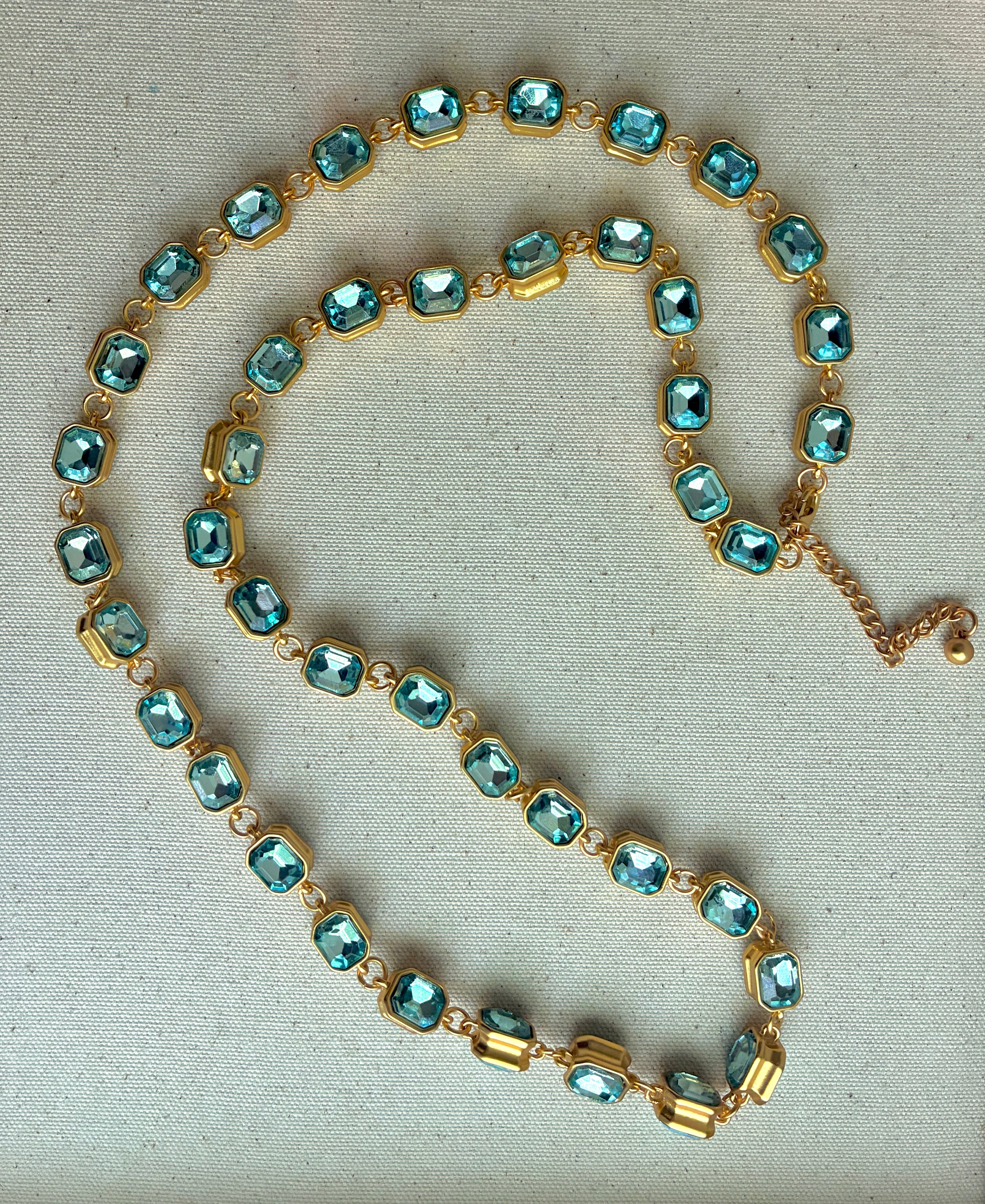 Extra Long Crystal Necklace - Blue & Green