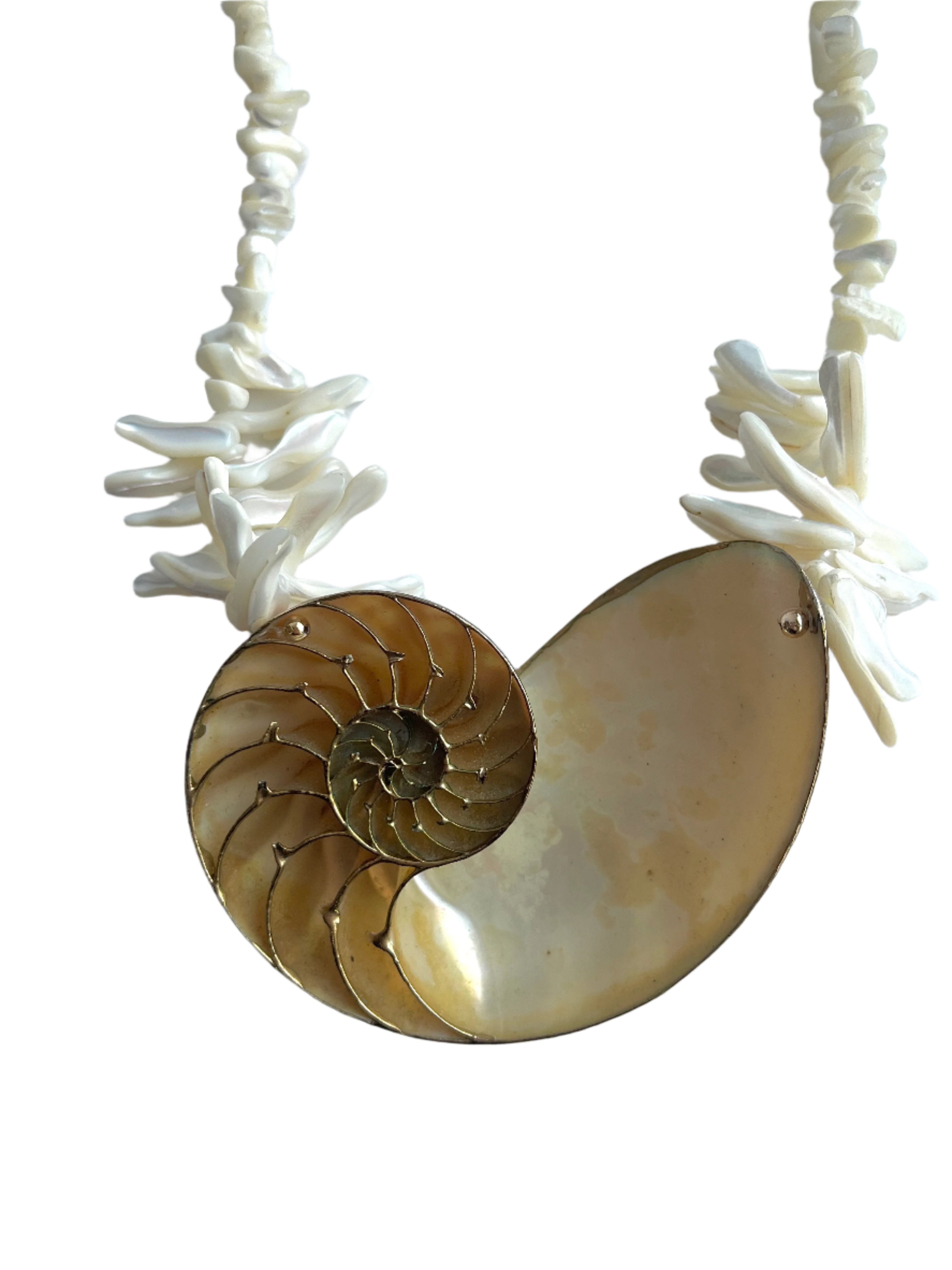 Fabulous Huge Nautilus Shell Statement Necklace