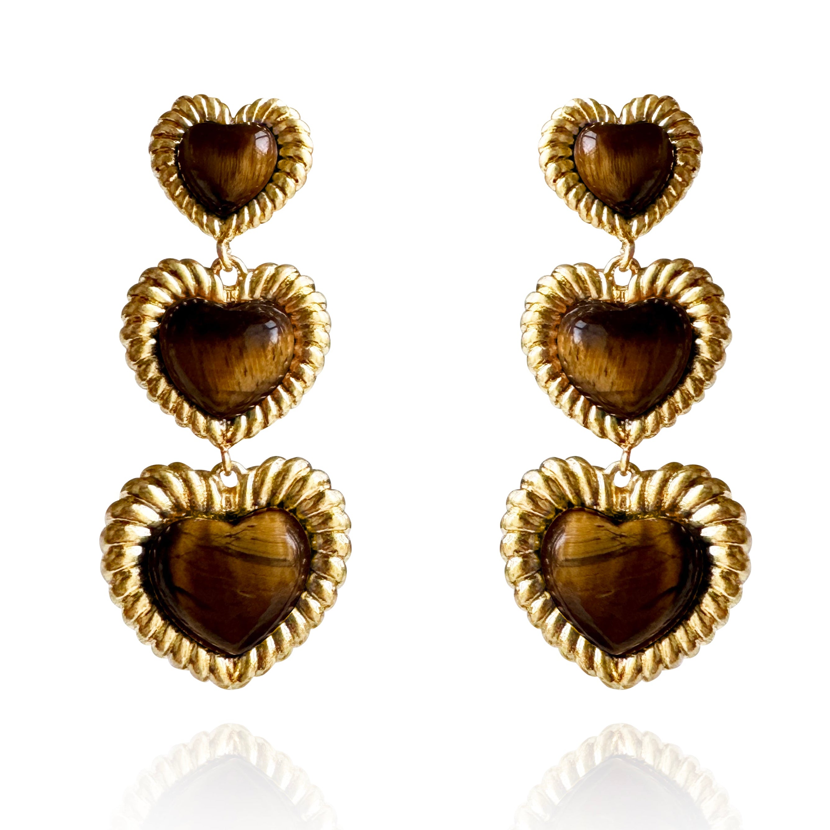 Sloan Triple Heart Earrings