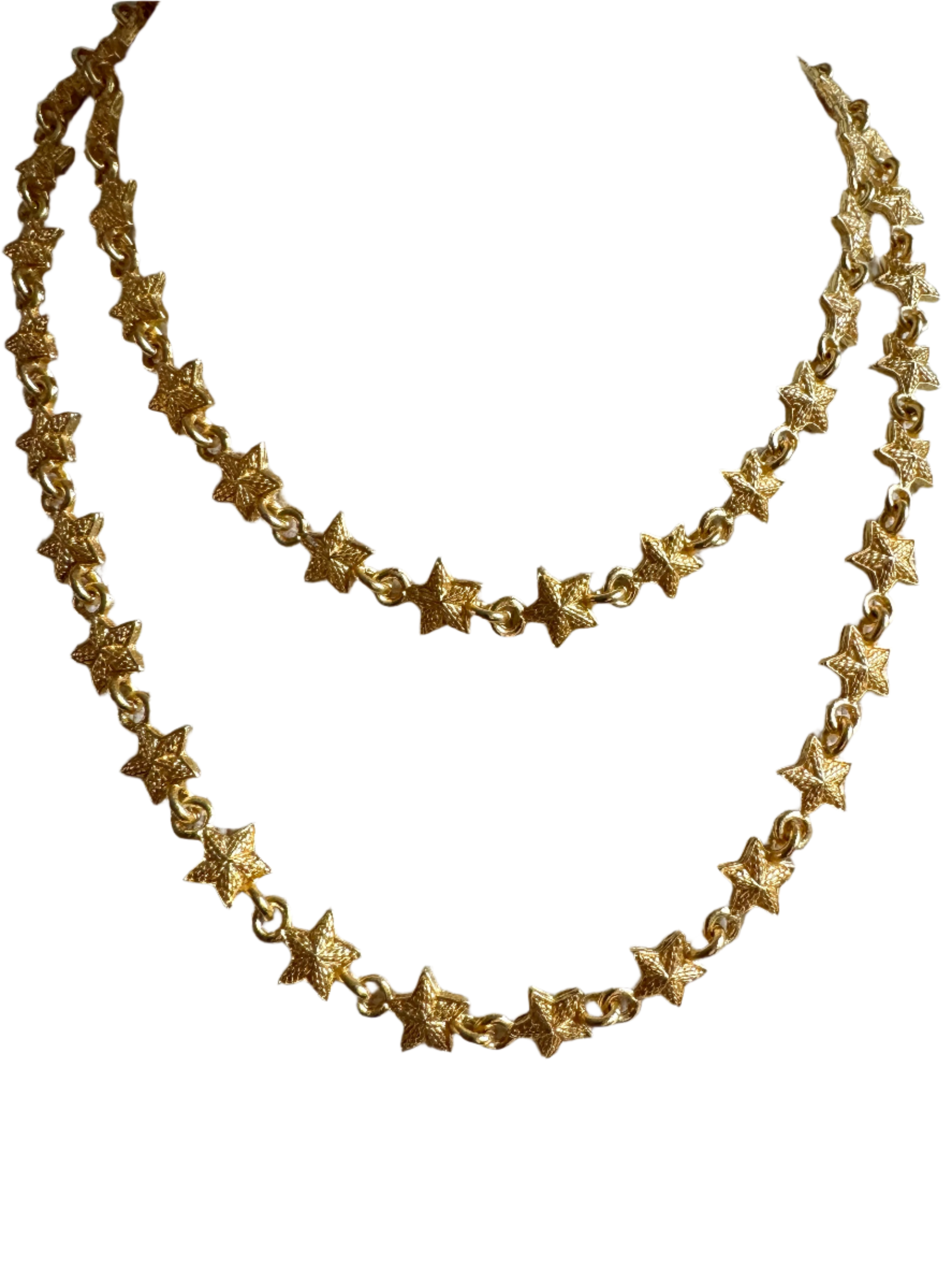 80s Brushed Gold Star Necklace