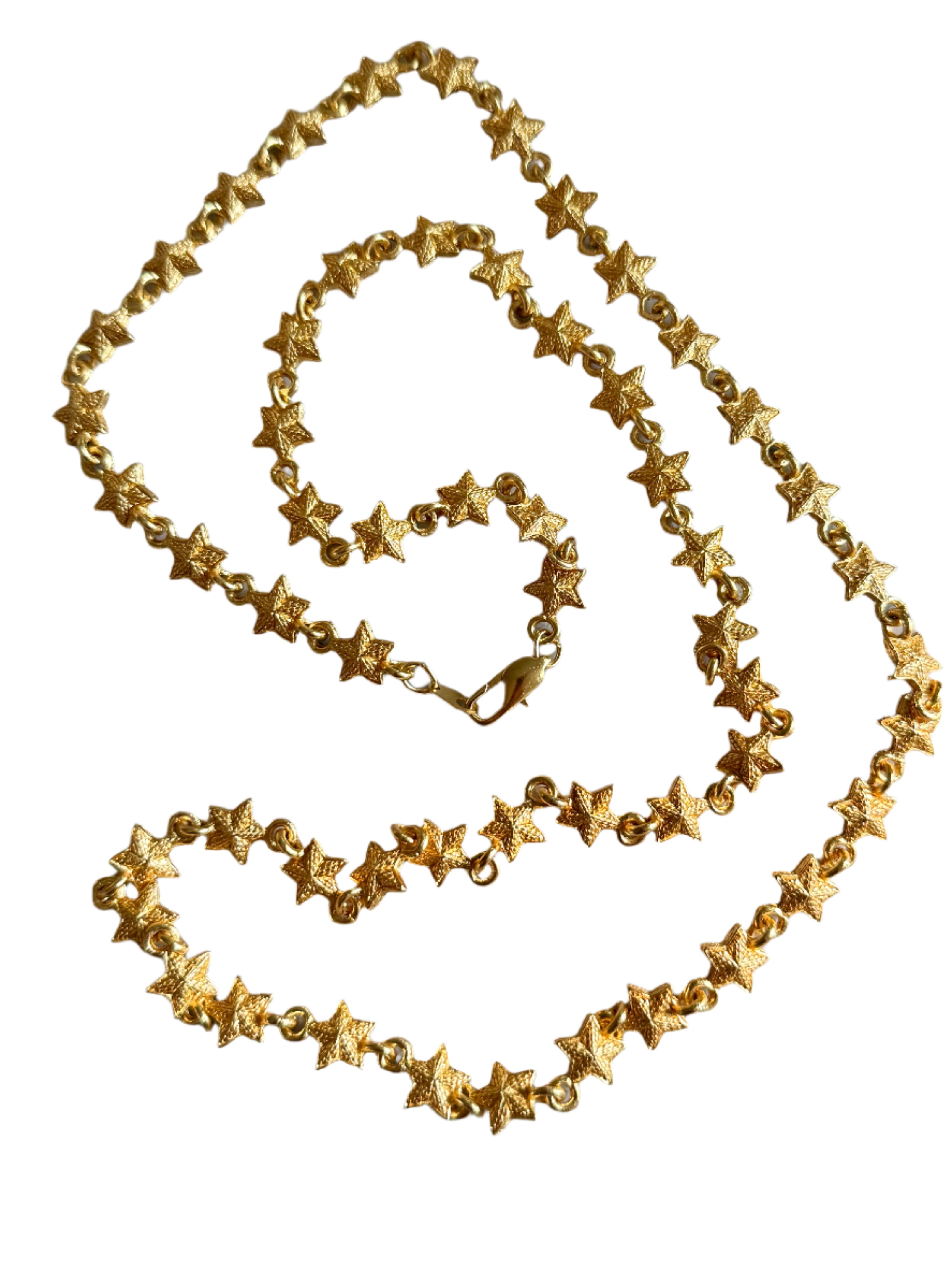 80s Brushed Gold Star Necklace