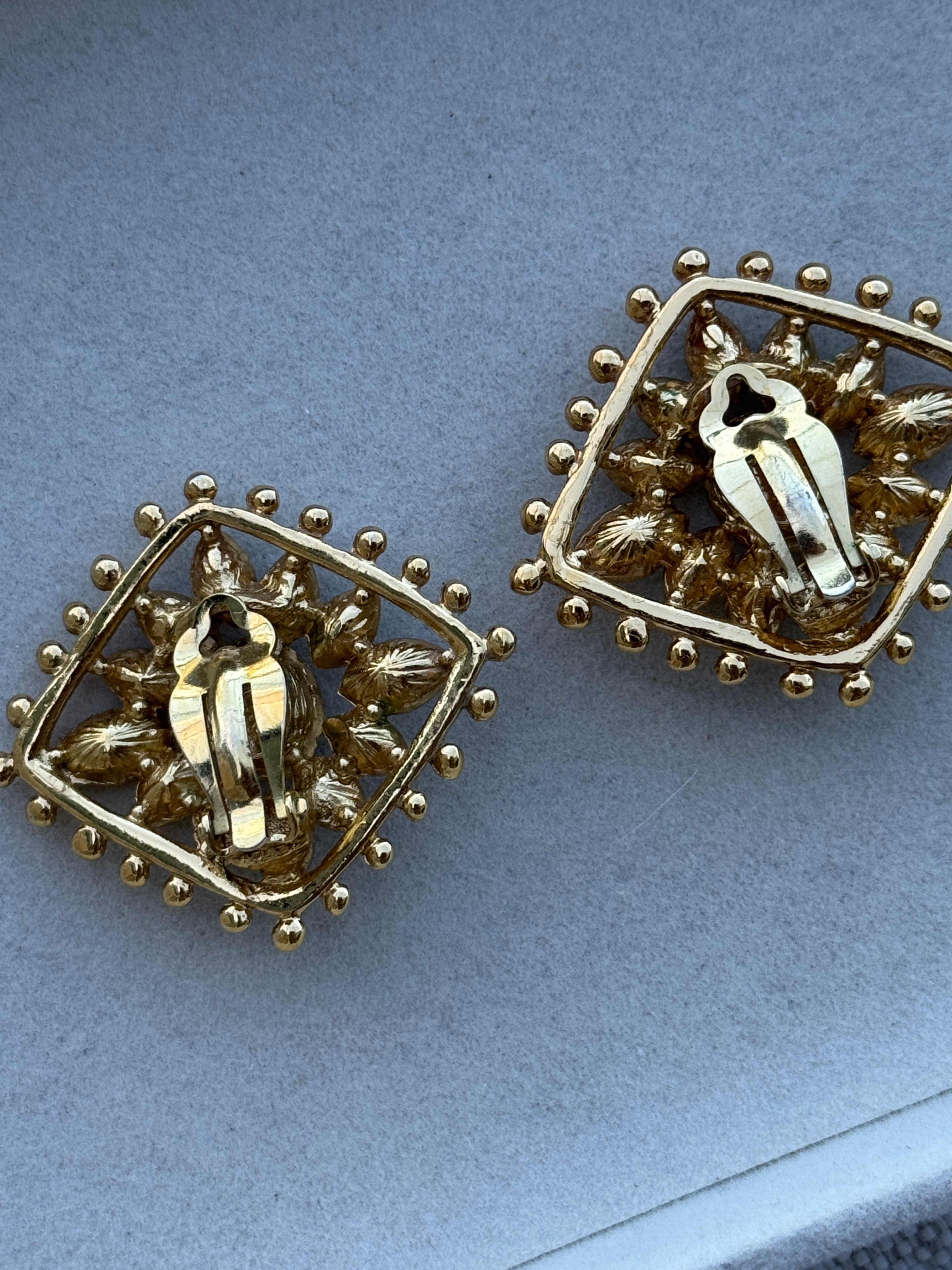 Vintage Designer Scherrer Blue Crystal Earrings