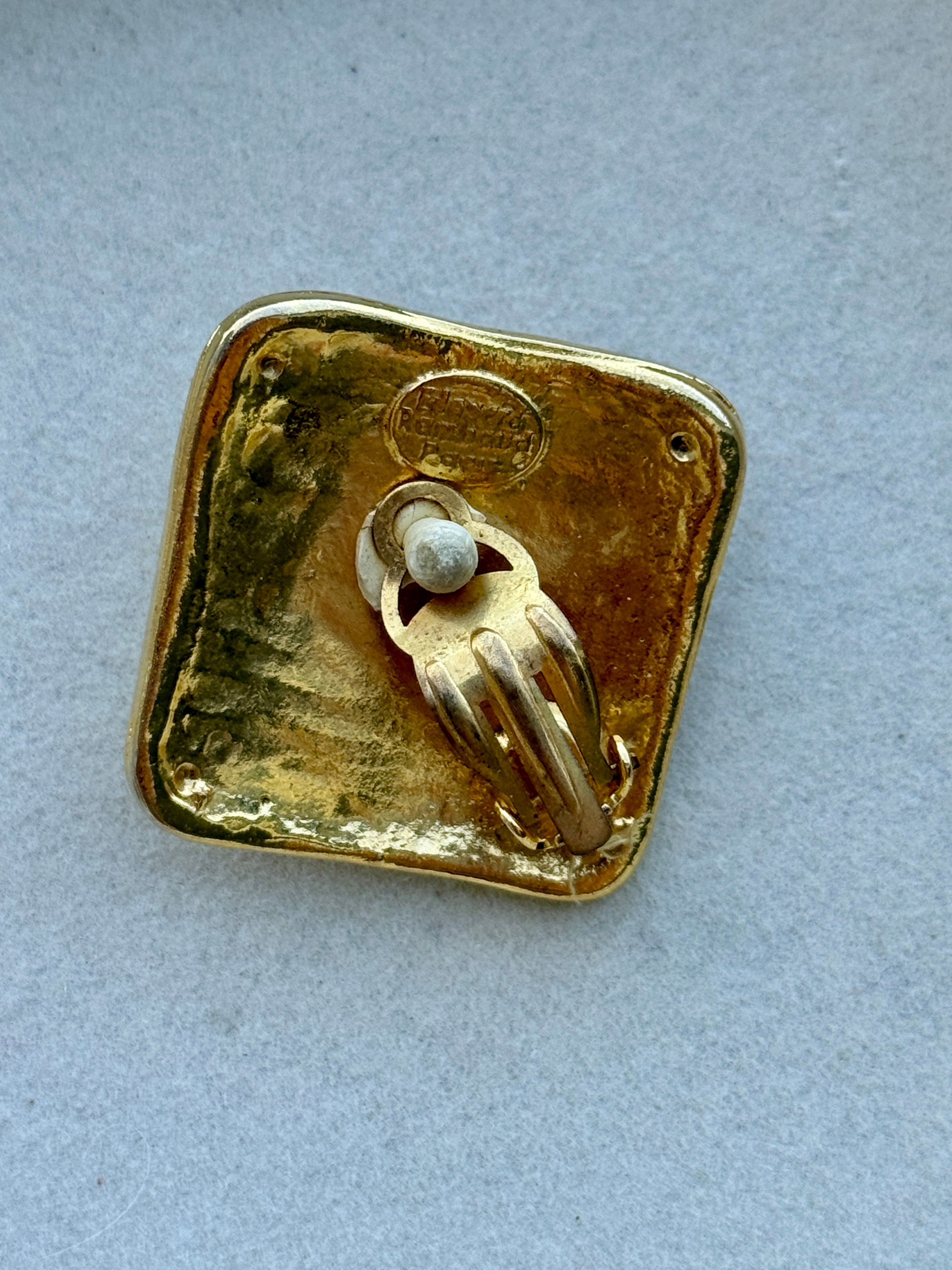 Vintage French Designer Edouard Rambaud Red Glass Earrings