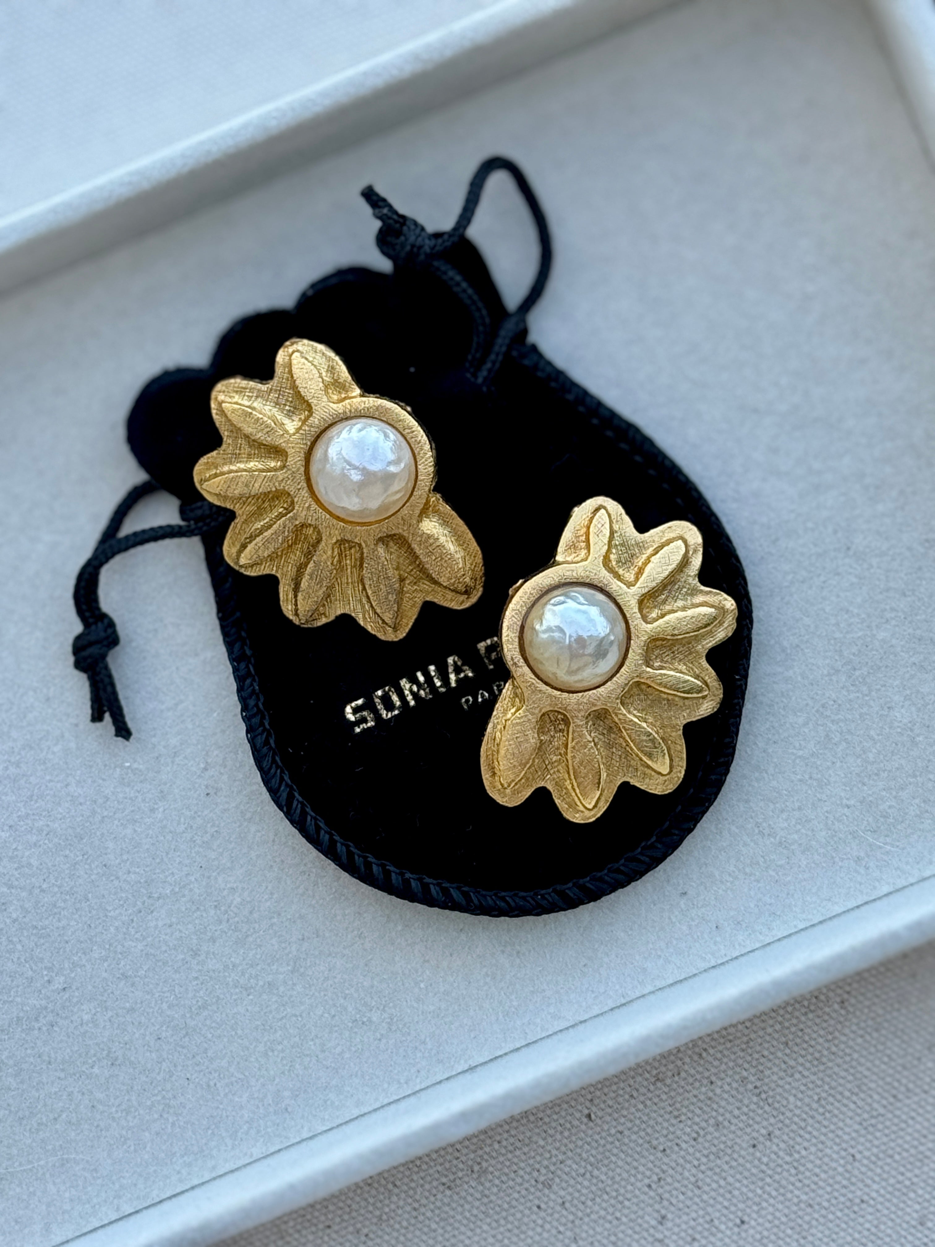 Vintage Sonia Rykiel Gilt Pearl Earrings