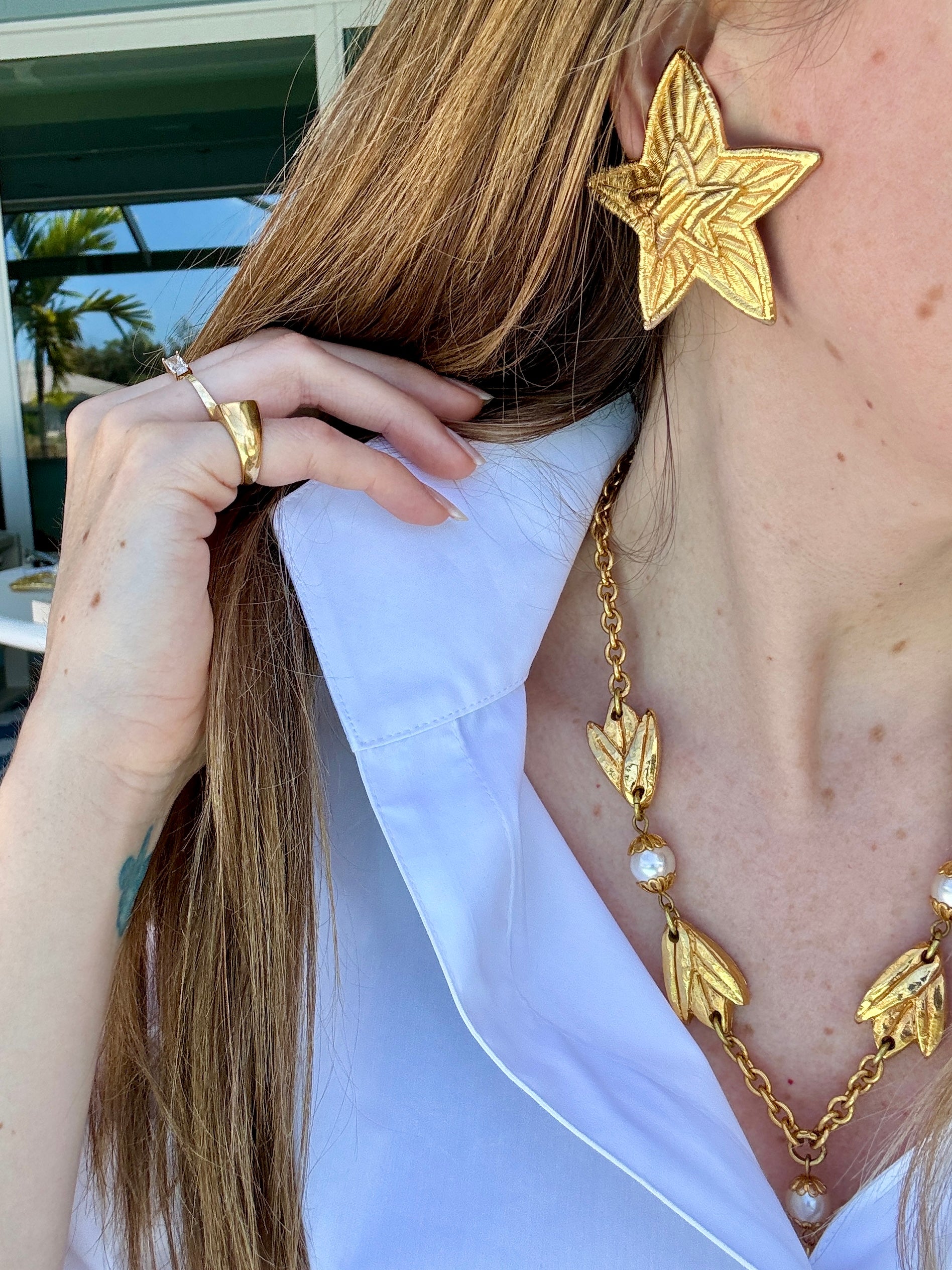 Vintage Givenchy Large Gold Star Earrings