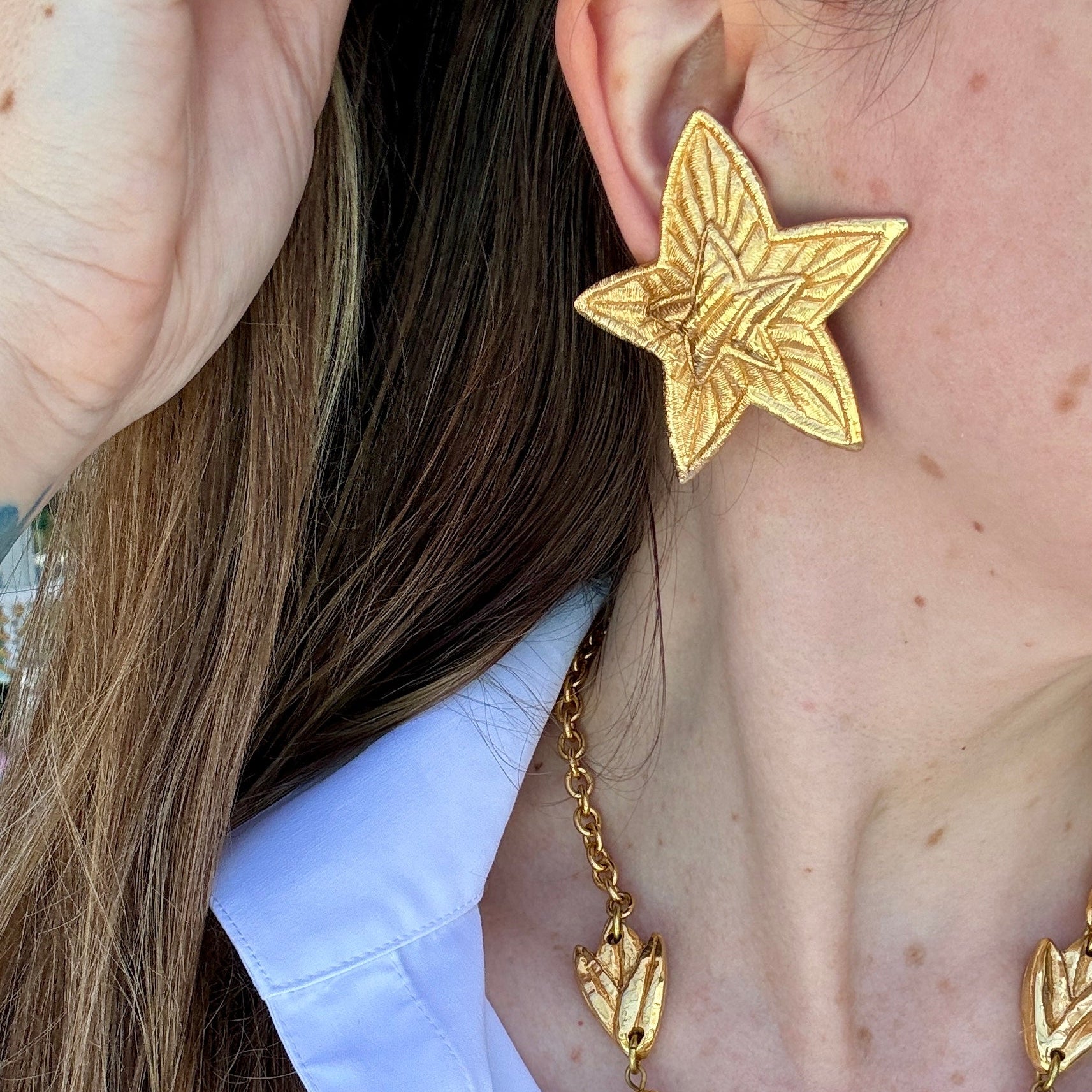 Vintage Givenchy Large Gold Star Earrings