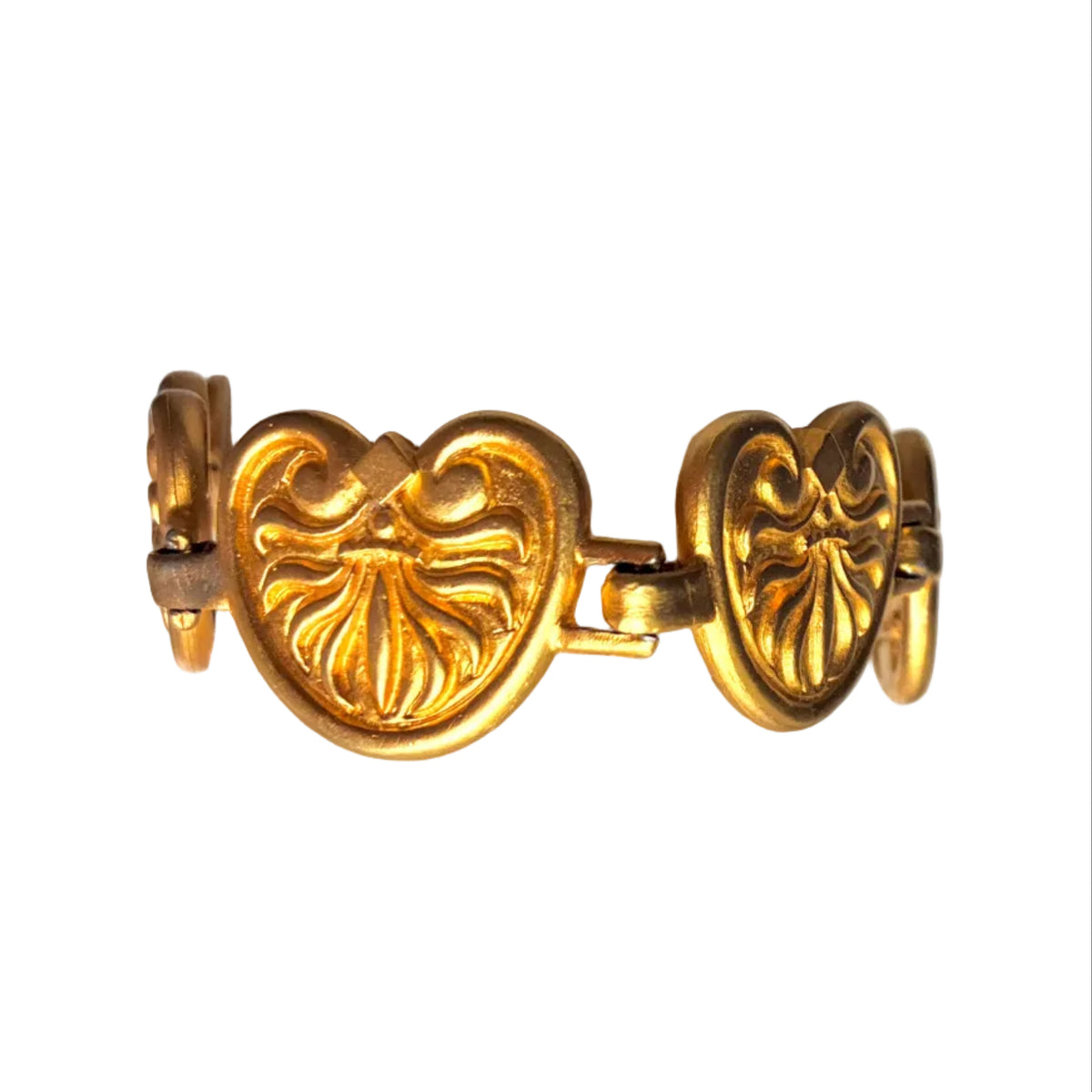 Vintage Gold Filigree Heart Link Bracelet