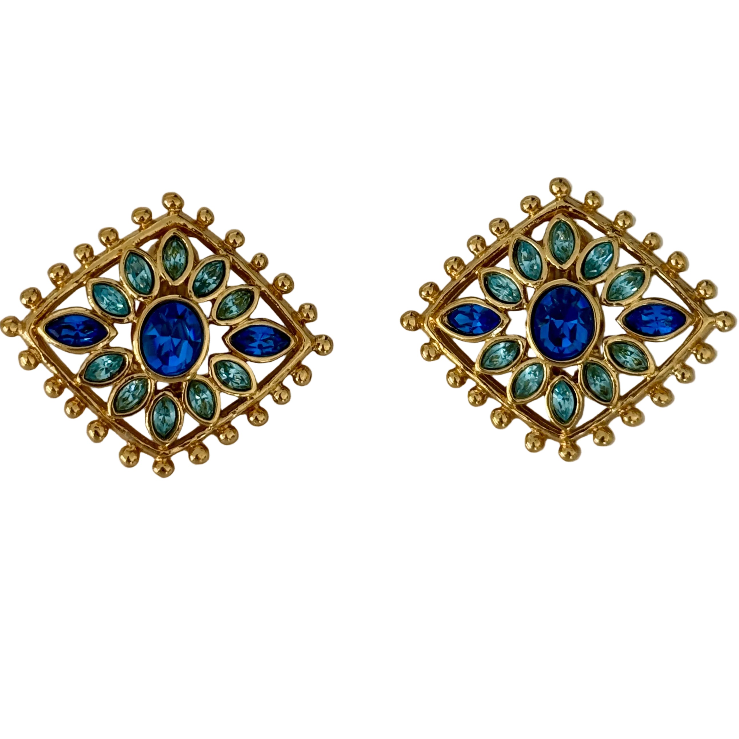 Vintage Designer Scherrer Blue Crystal Earrings