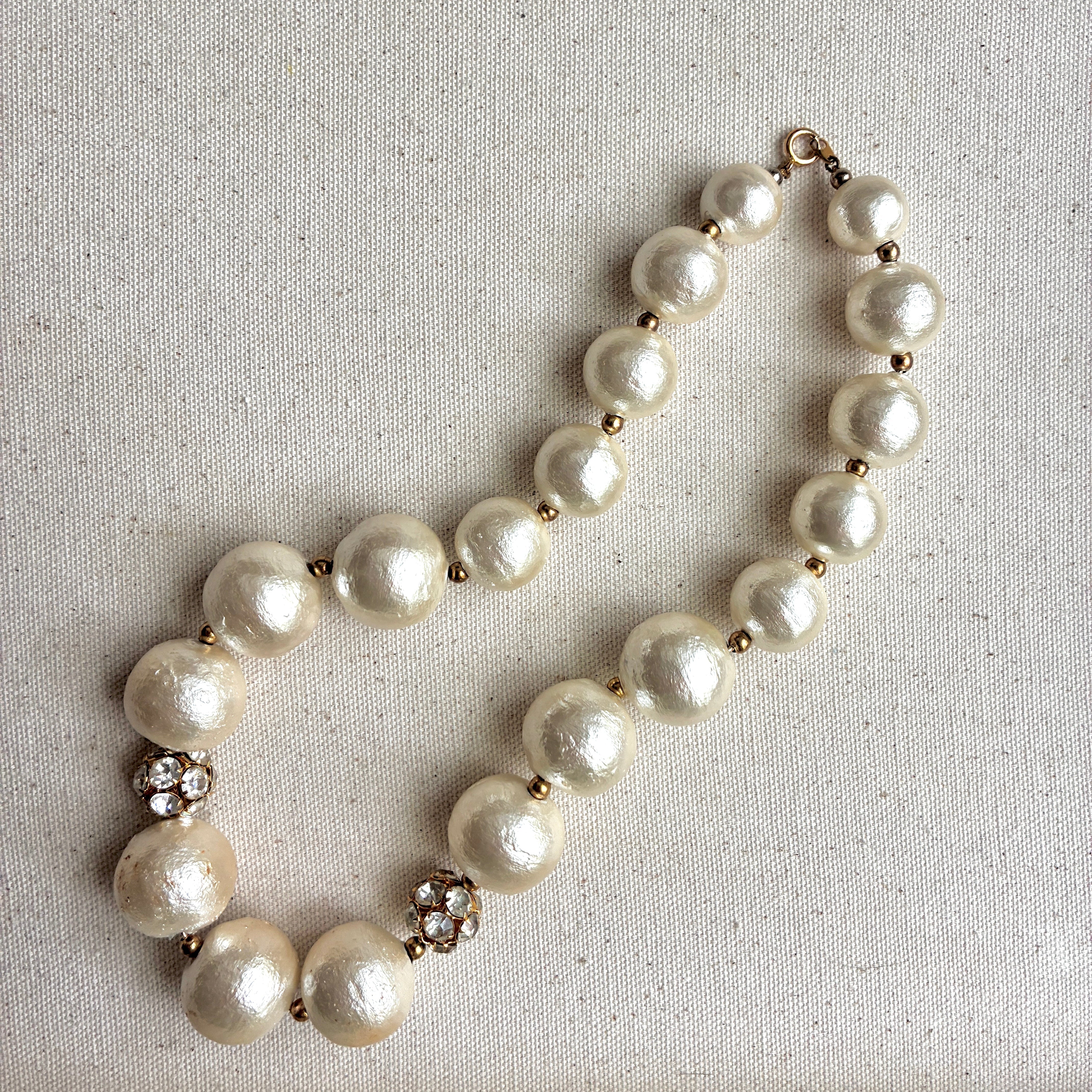 Vintage 90s French Oversized Faux Pearl Necklace