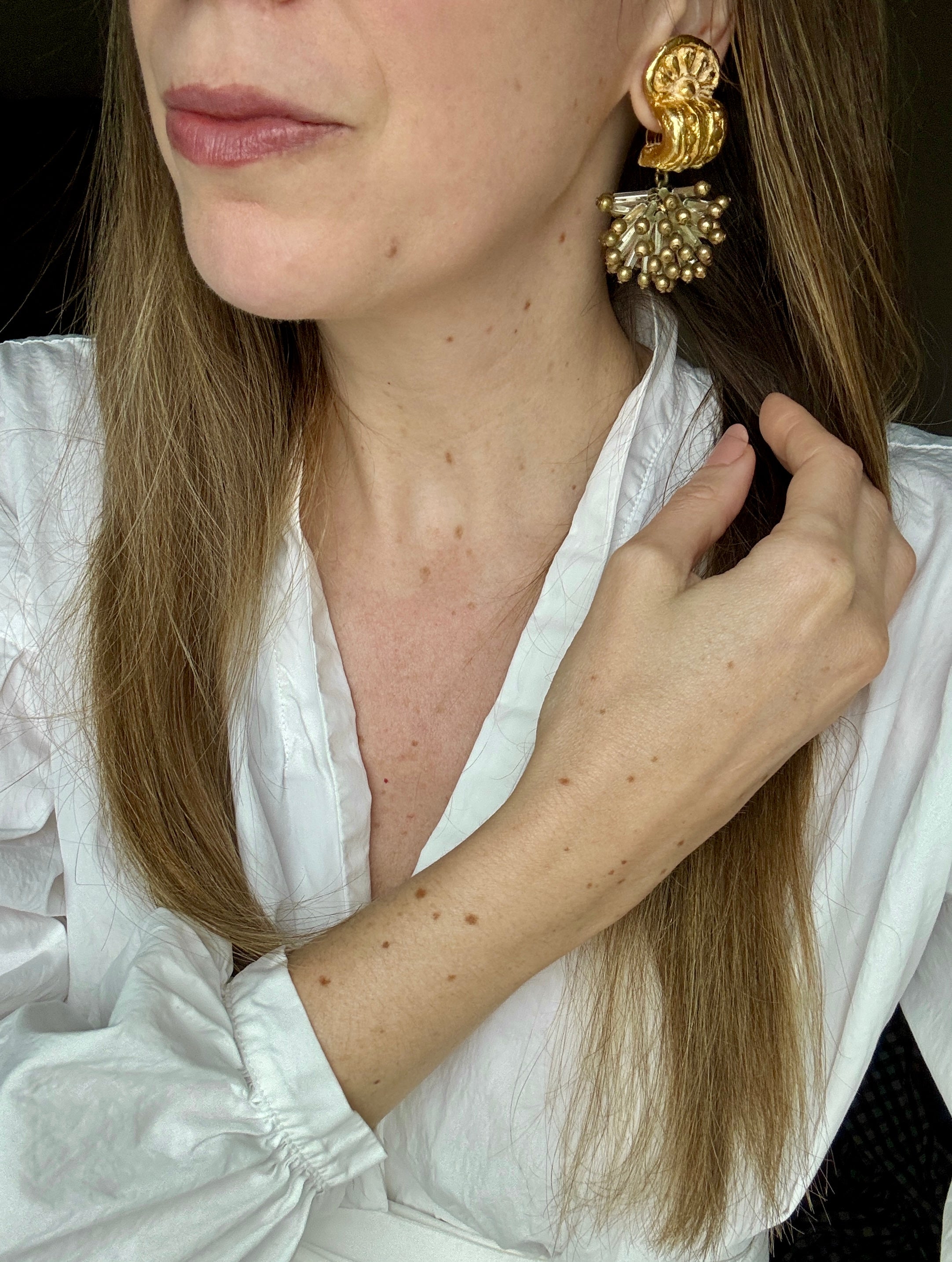 Vintage Luxe 80s Glass Starburst Statement Earrings