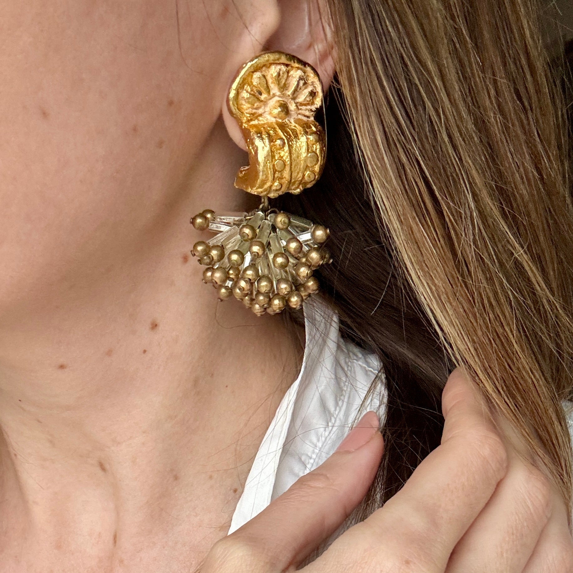 Vintage Luxe 80s Glass Starburst Statement Earrings