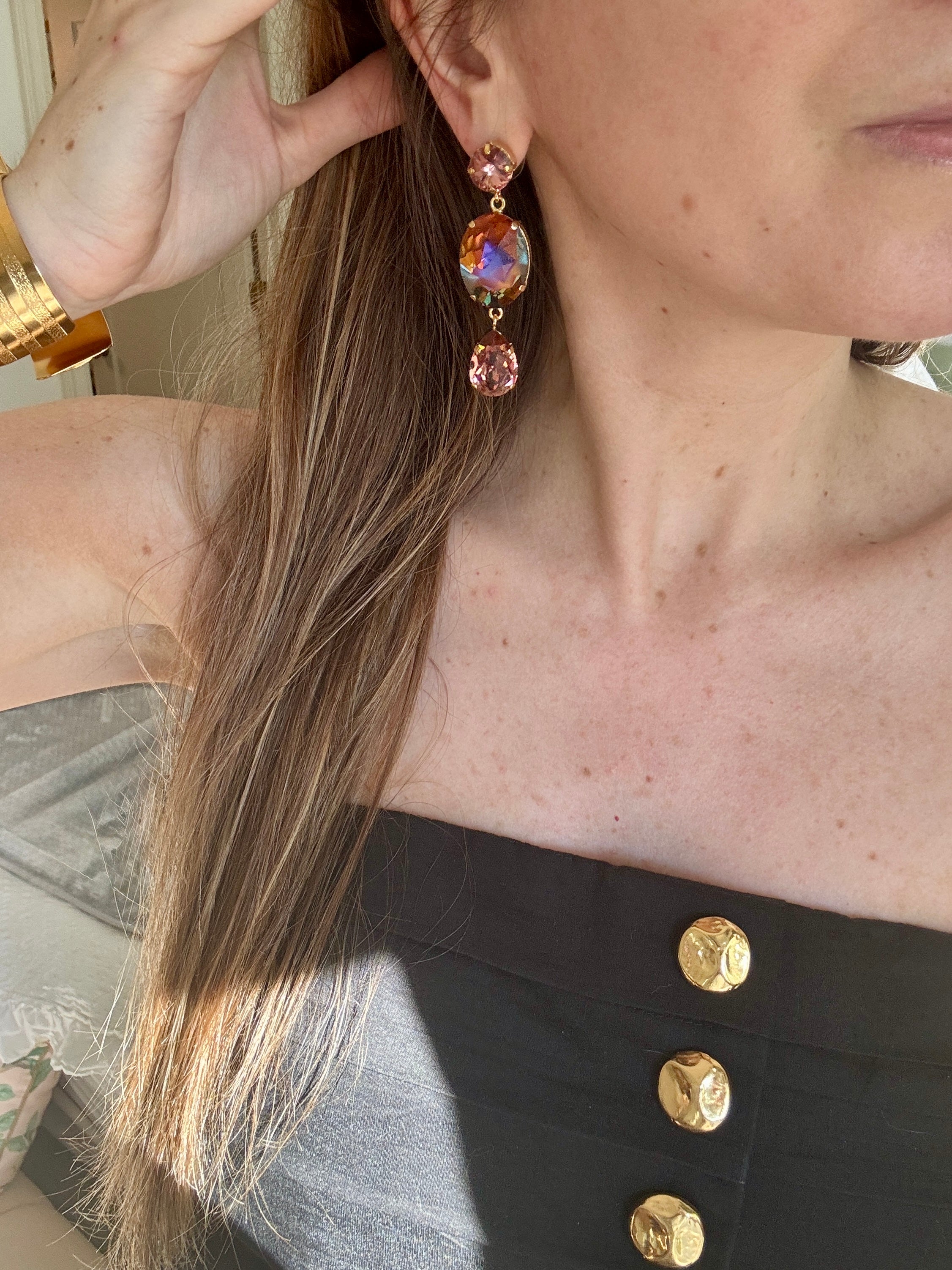 Jean Paul Gaultier Volcano + Lavender Crystal Drop Post Earrings
