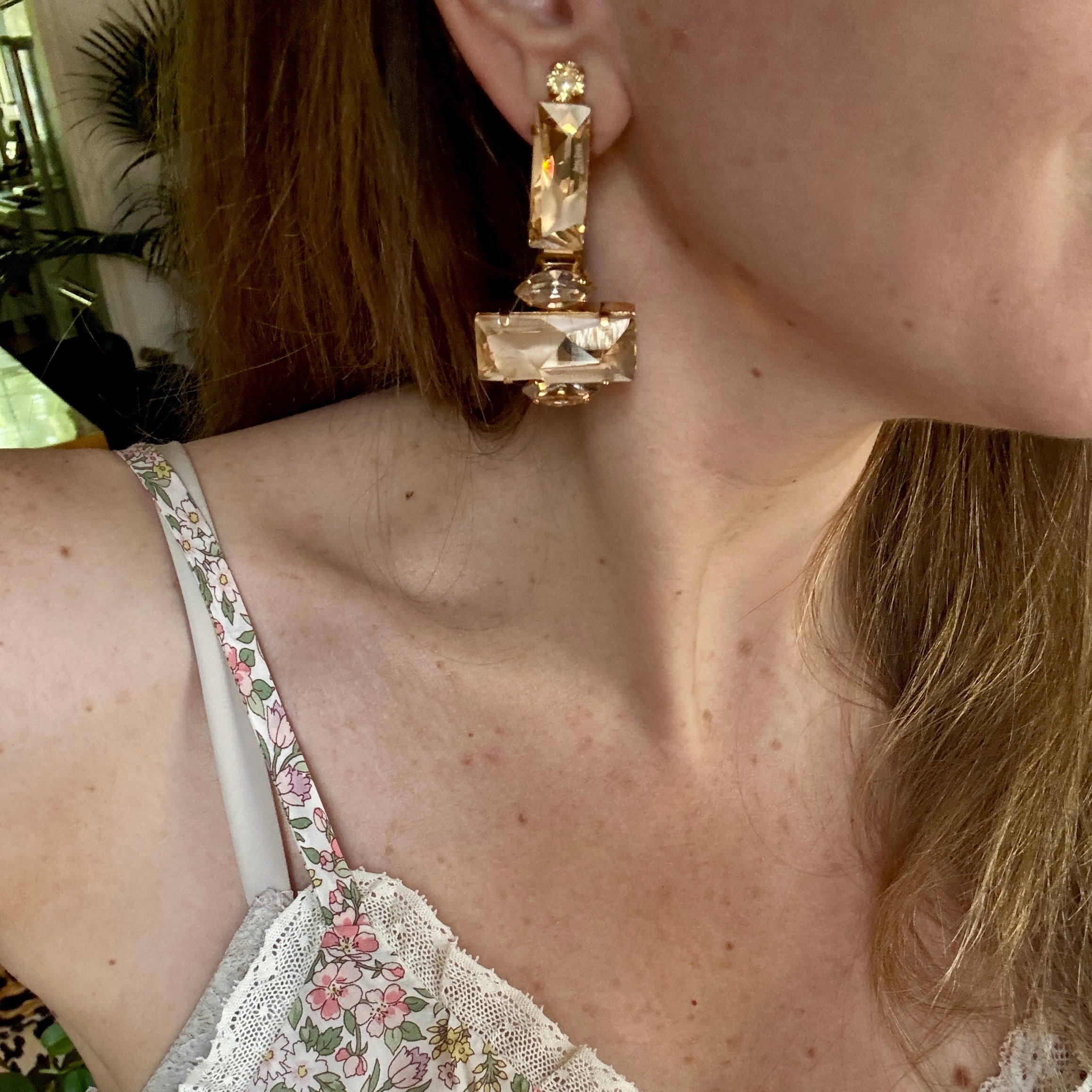 Jean Paul Gaultier Champagne Crystal Statement Earrings