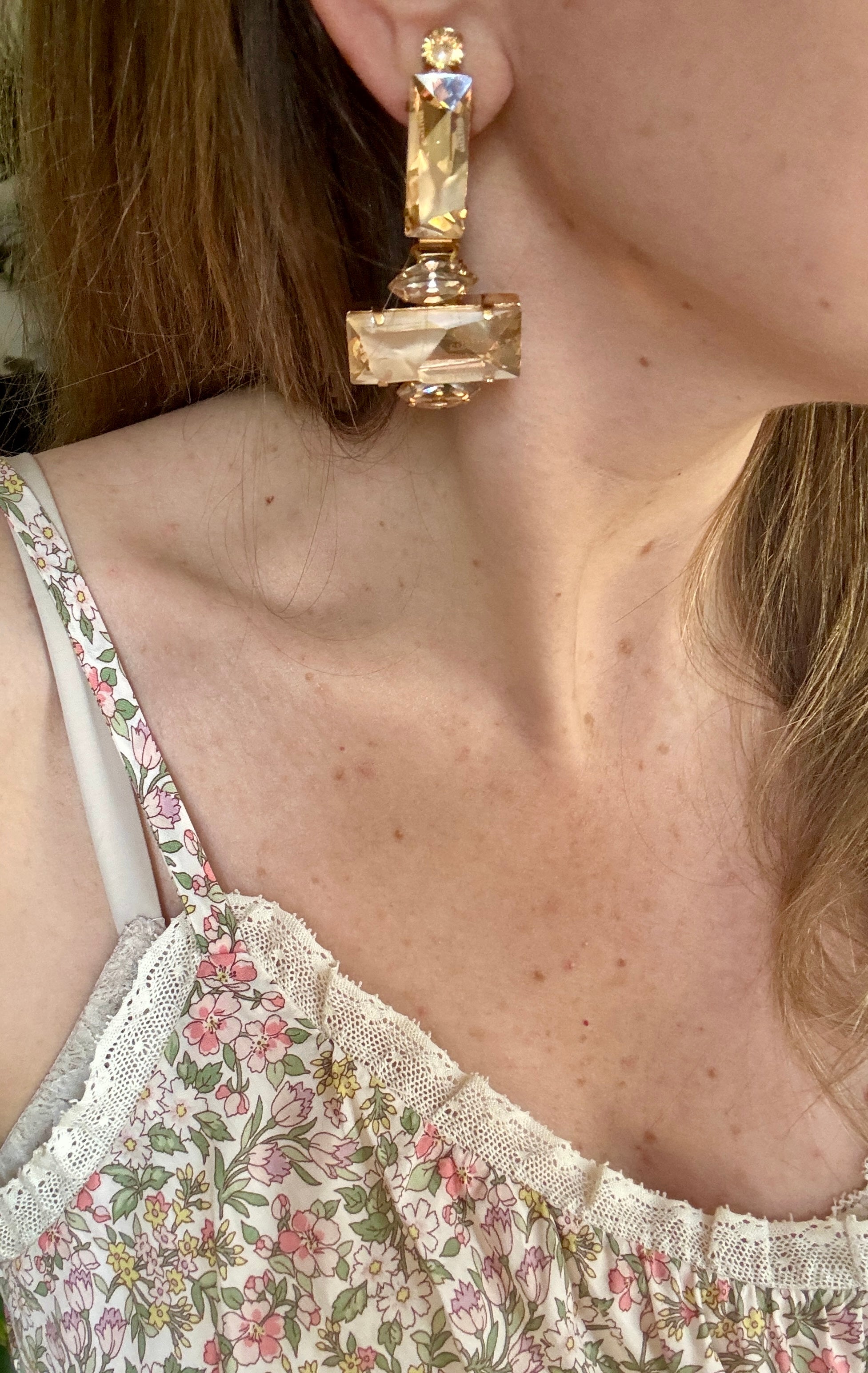 Jean Paul Gaultier Champagne Crystal Statement Earrings