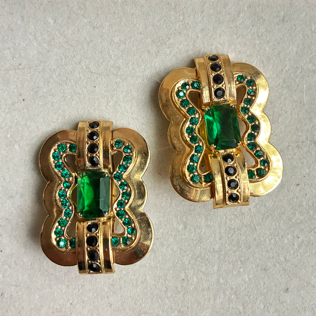 Vintage Italian Buckle Crystal Earrings