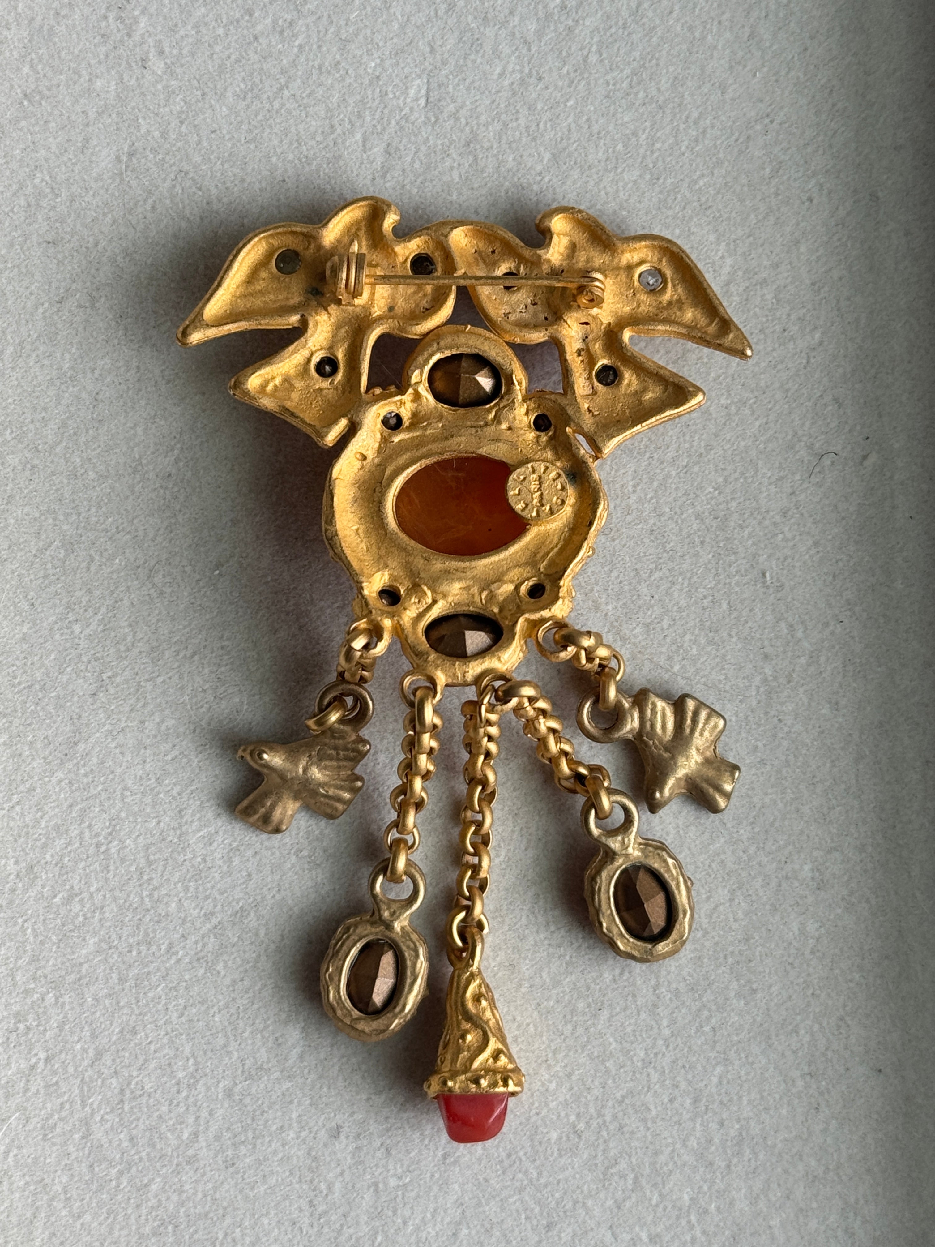 Vintage French Designer Satellite Bird Charm Brooch