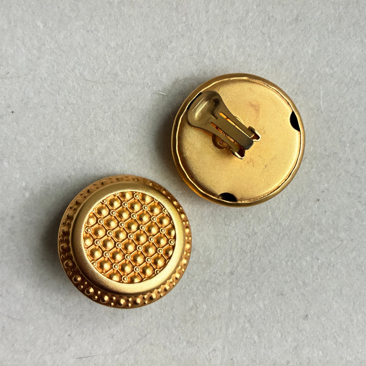 Designer Dina Panagopoulos Textured Gold Earrings