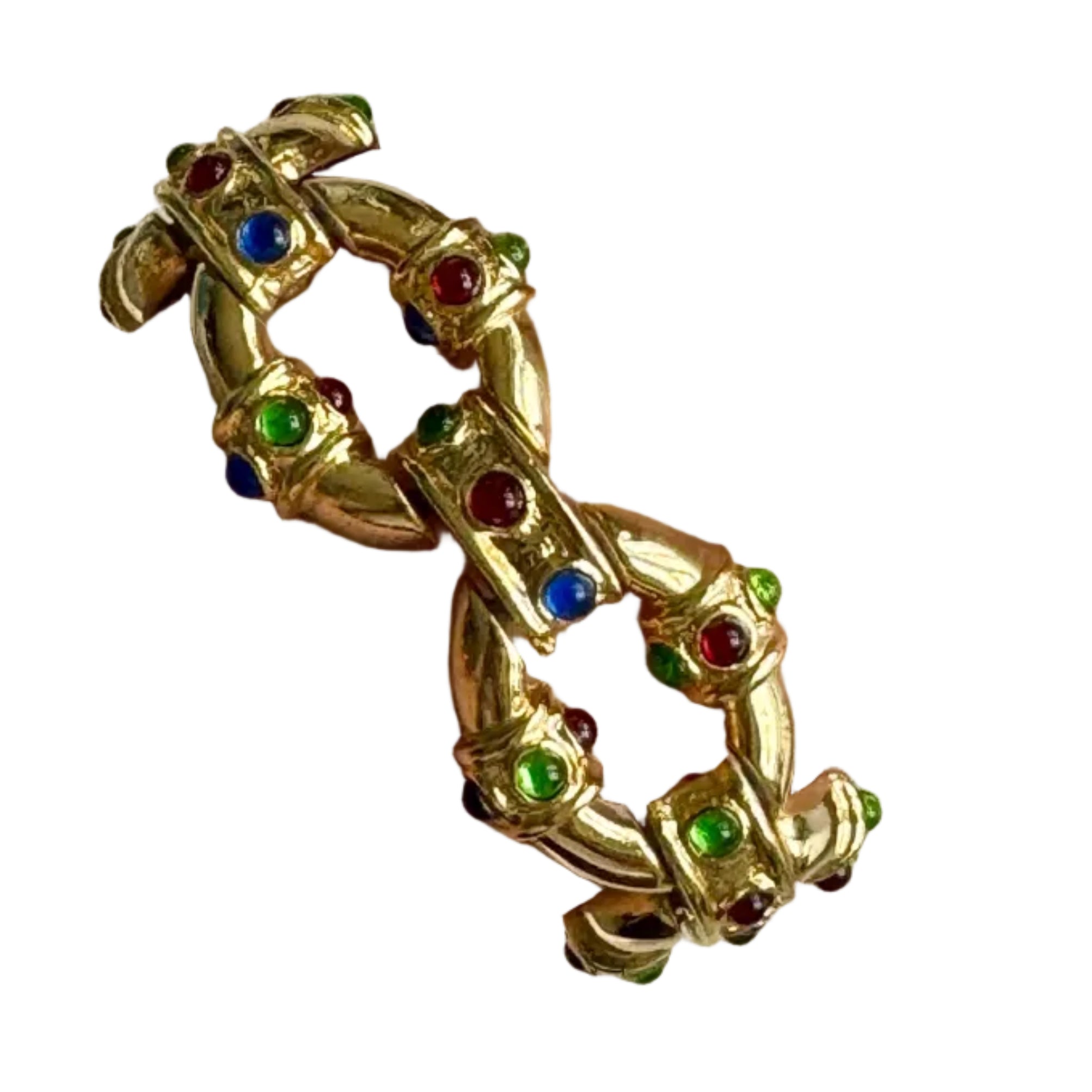 Vintage 80 Mogul Glass Link Bracelet