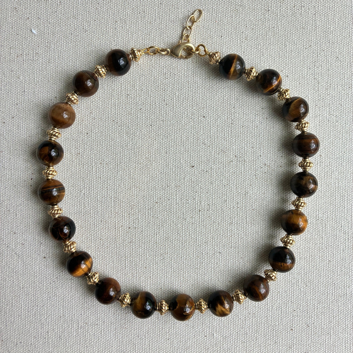 Modern French Tiger's Eye Sphere Necklace