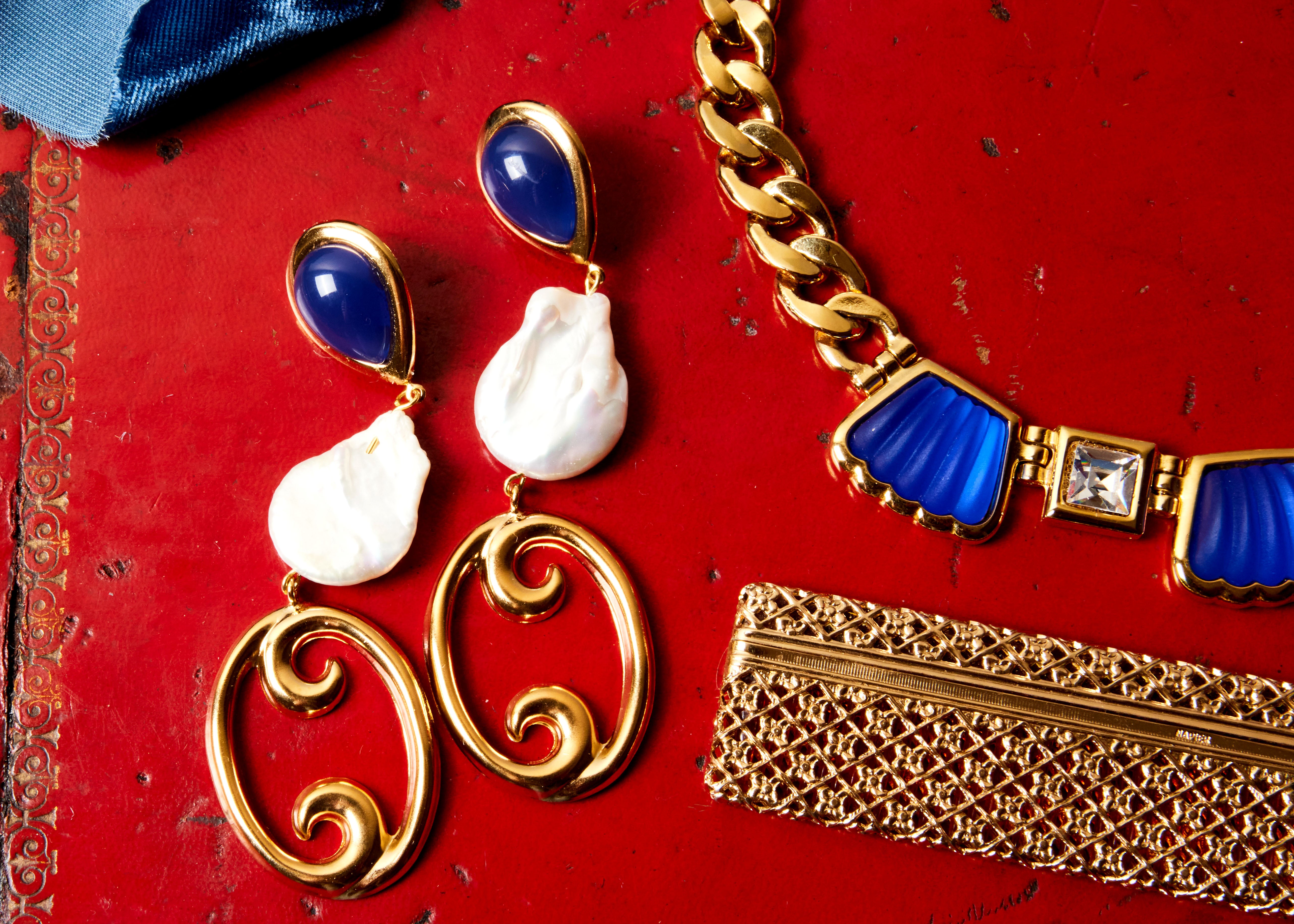 Serena Blue Baroque Pearl Earrings