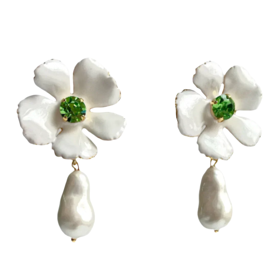 Anna White Flower Earrings