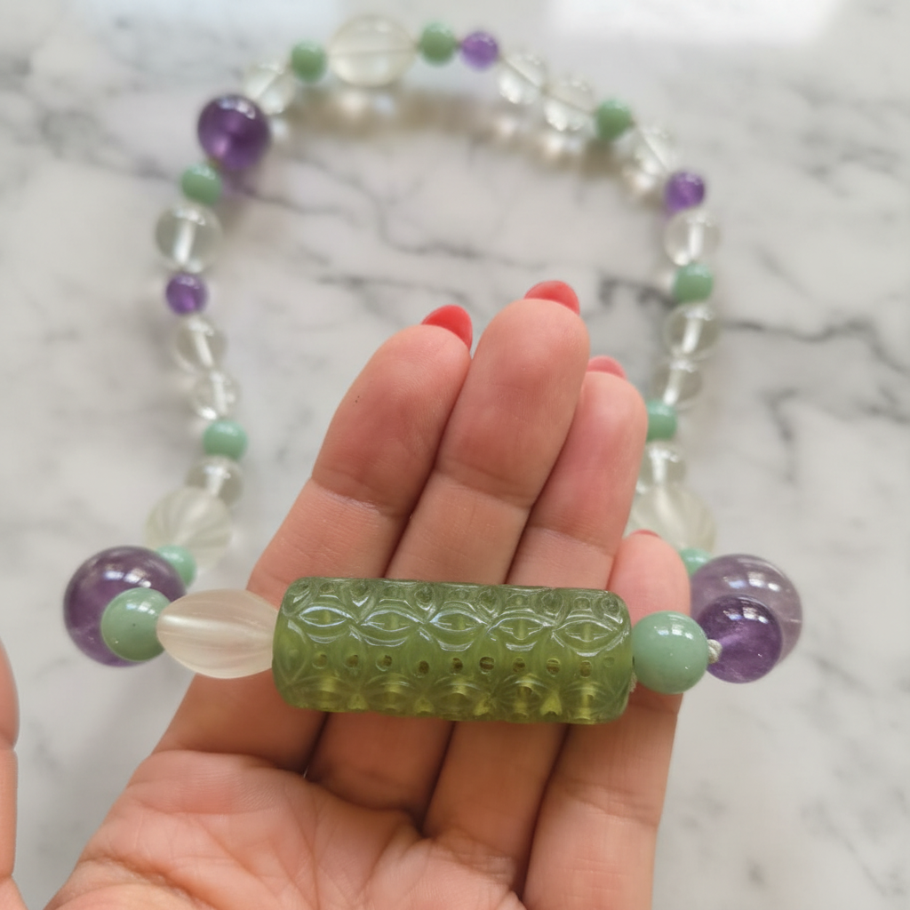 Vintage Amethyst and Natural Stone Beaded Necklace