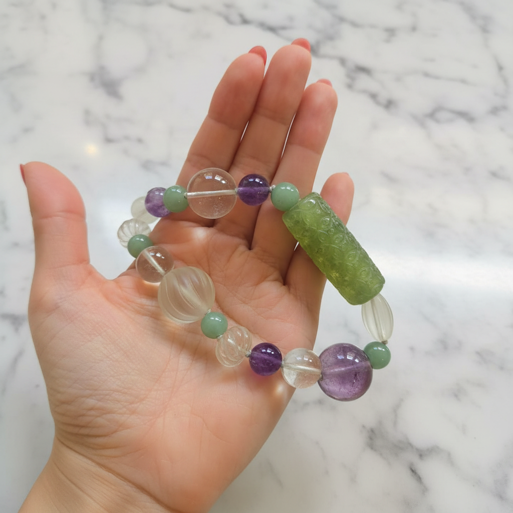 Vintage Amethyst and Natural Stone Beaded Necklace
