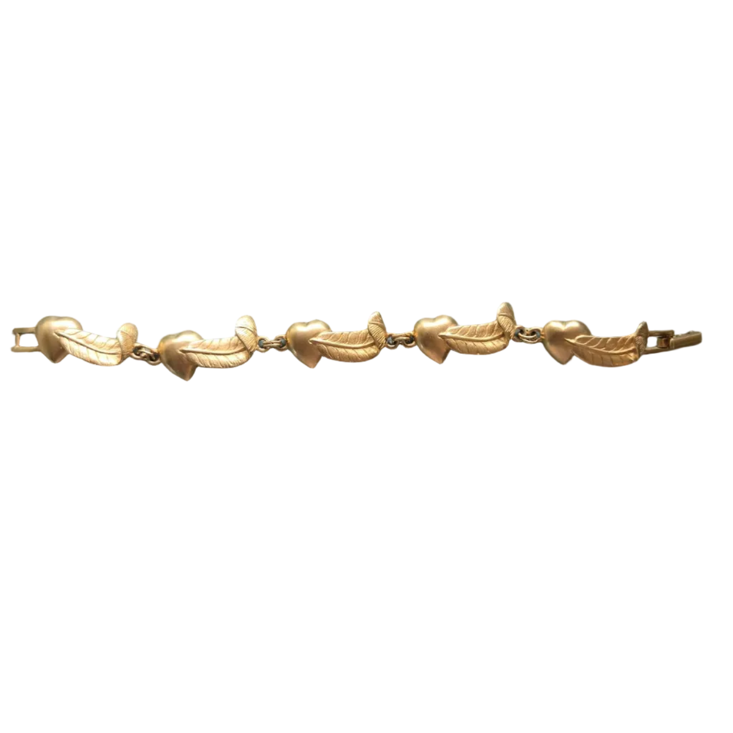 Vintage Gold Hearts and Feathers Bracelet