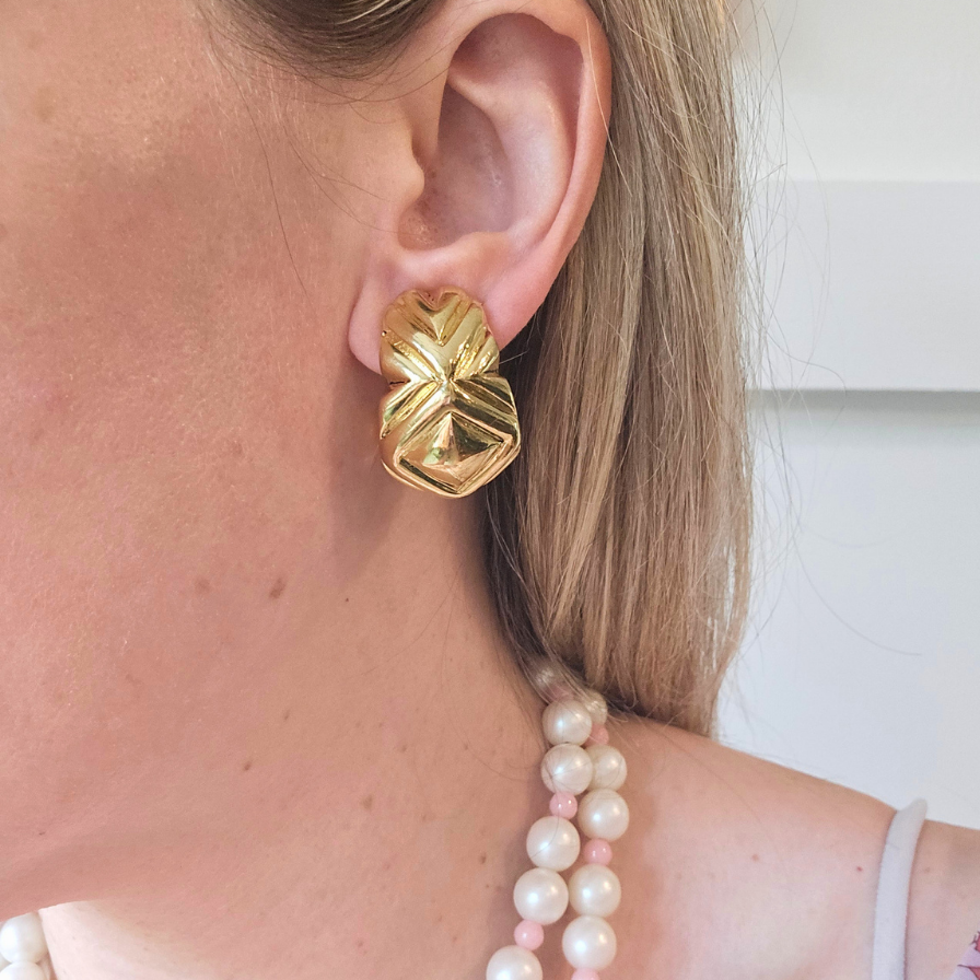 Vintage Signed Replica Made in Italy Gold Hoops