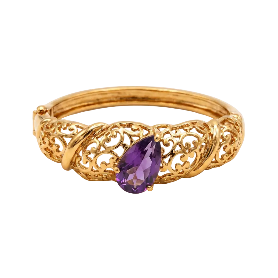 Vintage Gold Bracelet with Amethyst Crystal