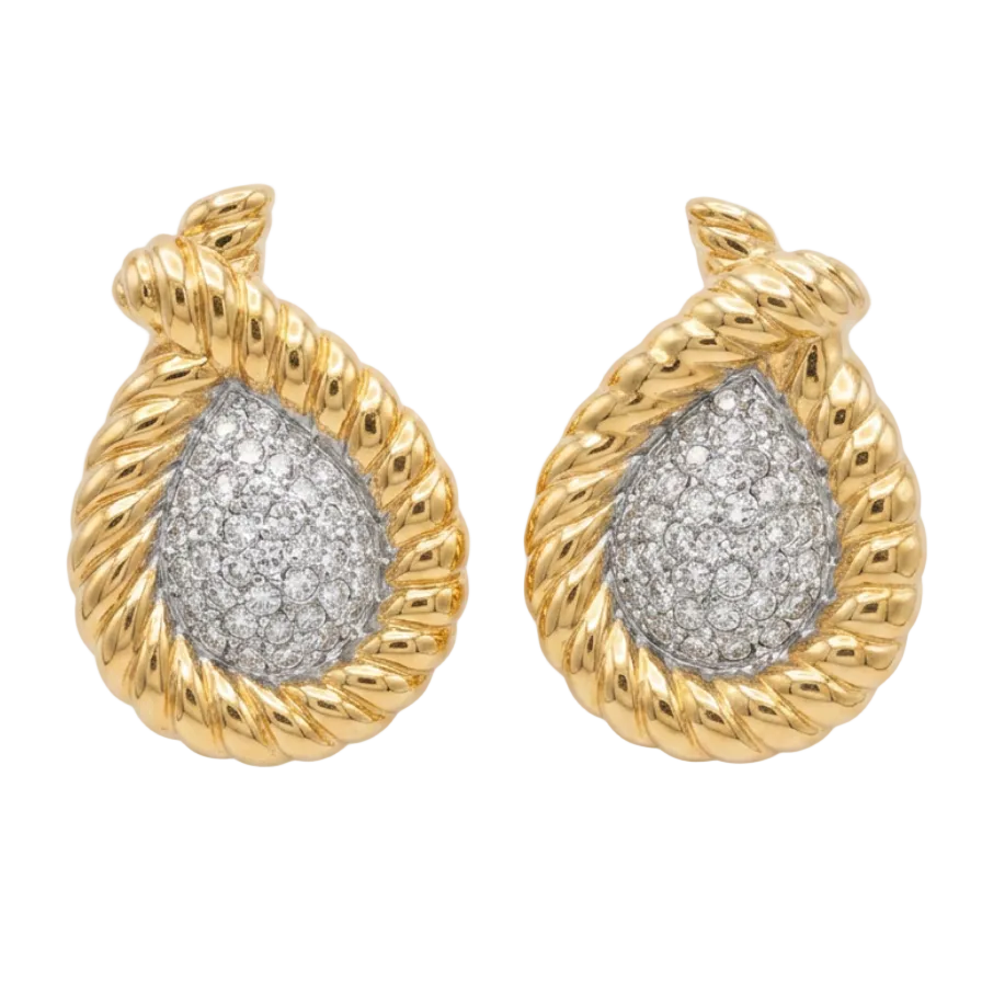 Vintage Gold & Crystal Teardrop Earrings