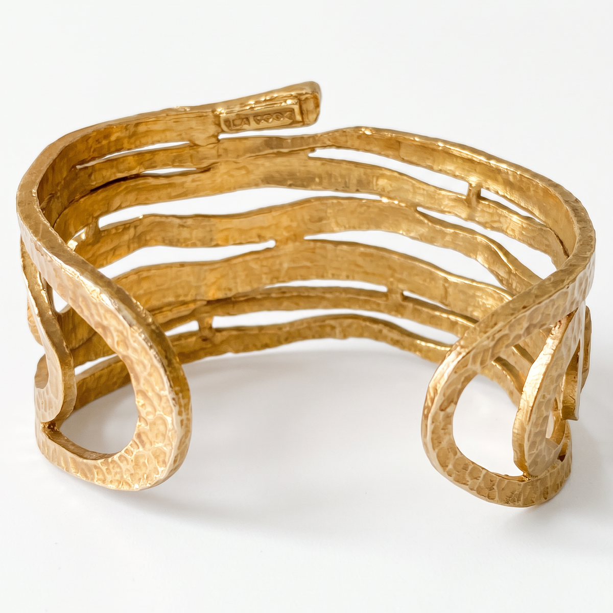 Vintage Designer Dolce Vita Hammered Gold-Tone Cuff