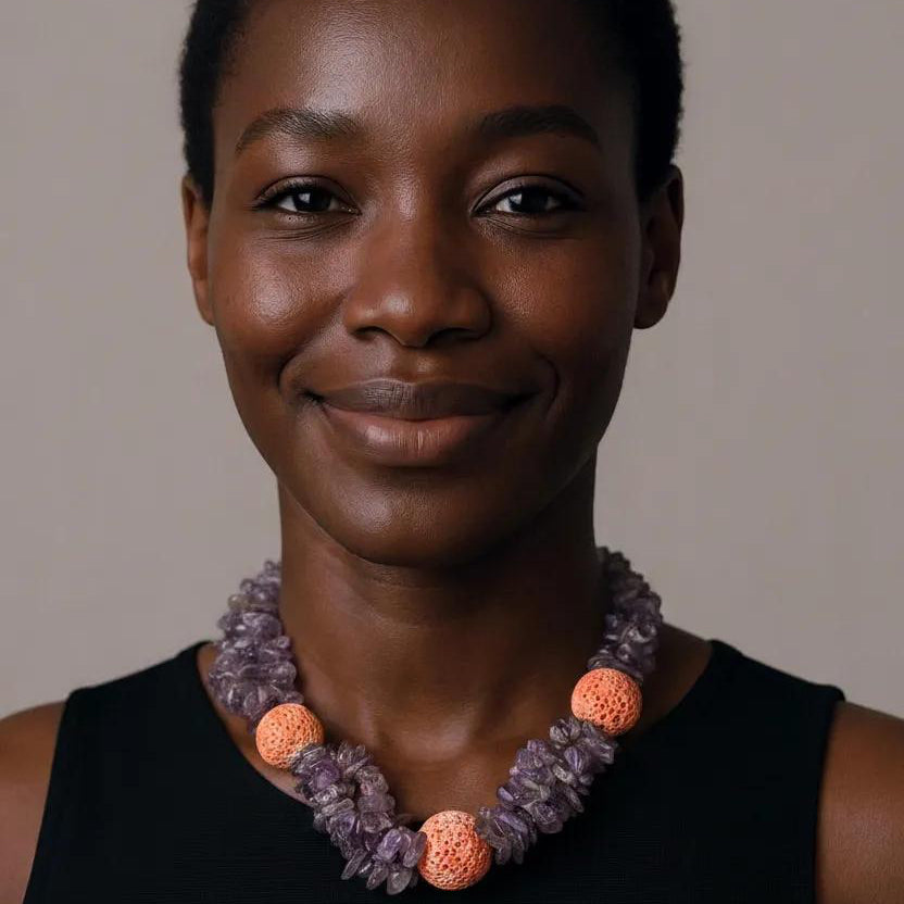 Vintage Amethyst and Coral Necklace reserved