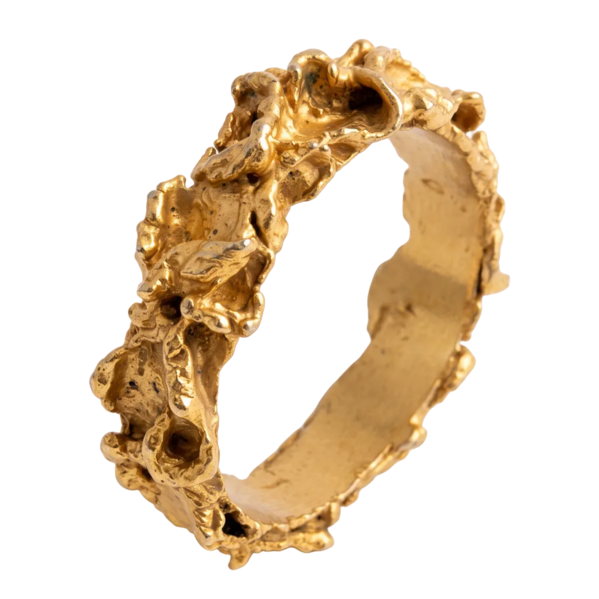 Vintage French 90s Gilt Resin Textured Bangle