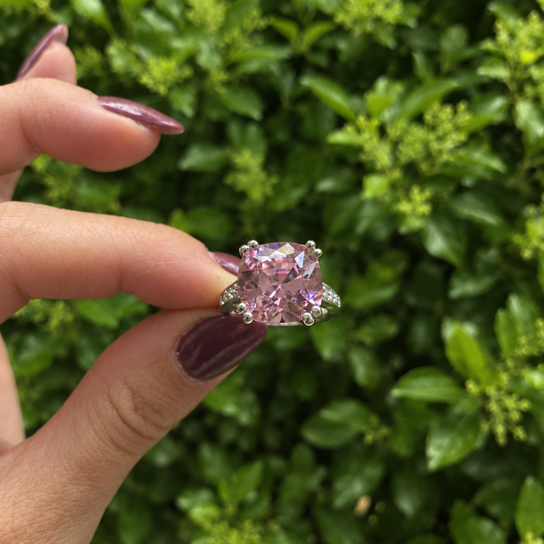 Vintage Pink Crystal Ring Size 5.75