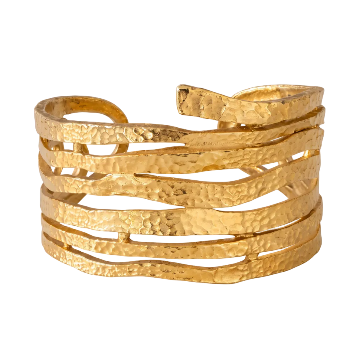 Vintage Designer Dolce Vita Hammered Gold-Tone Cuff