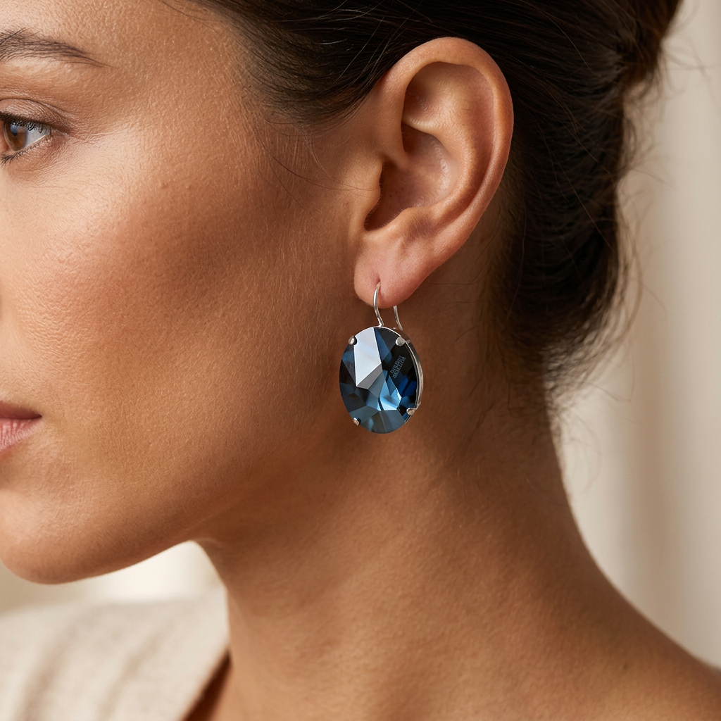 Jean Paul Gaultier Blue Crystal Post Earrings