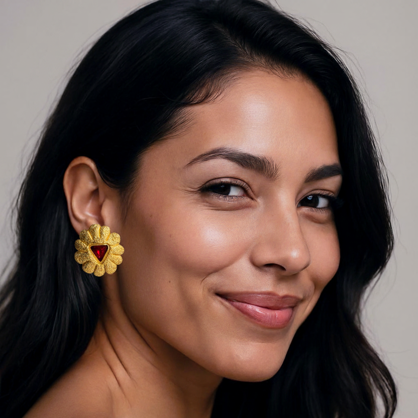 Sophie Goetsch Gold Flower Earrings