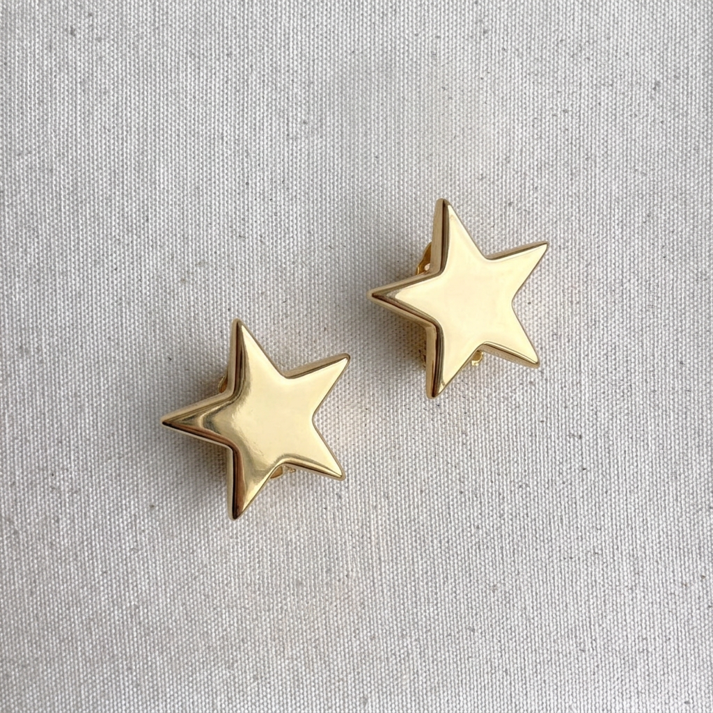 Vintage 70s Gold Star Clip Earrings