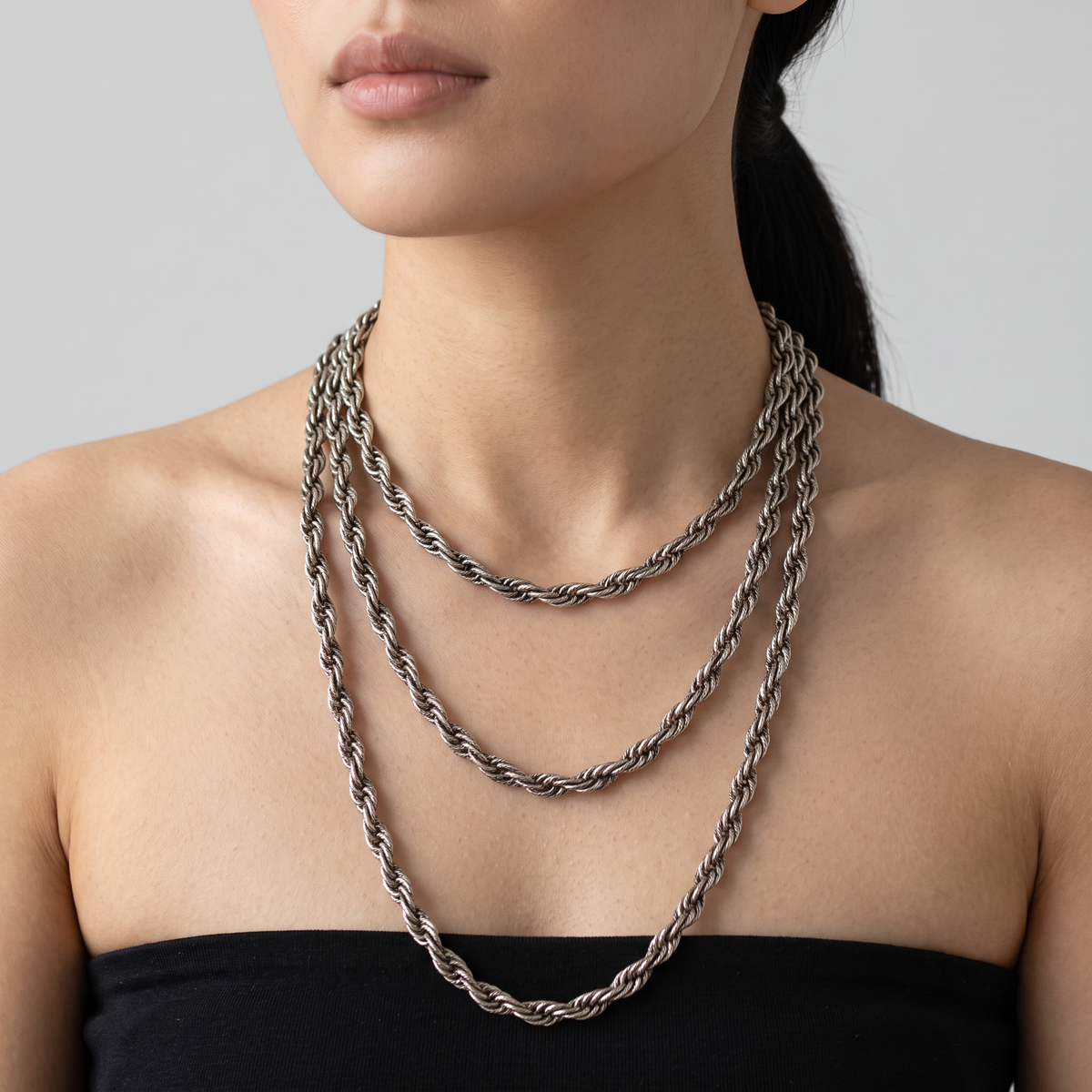 Extra Long 70s Dark Gold Rope Chain Necklace