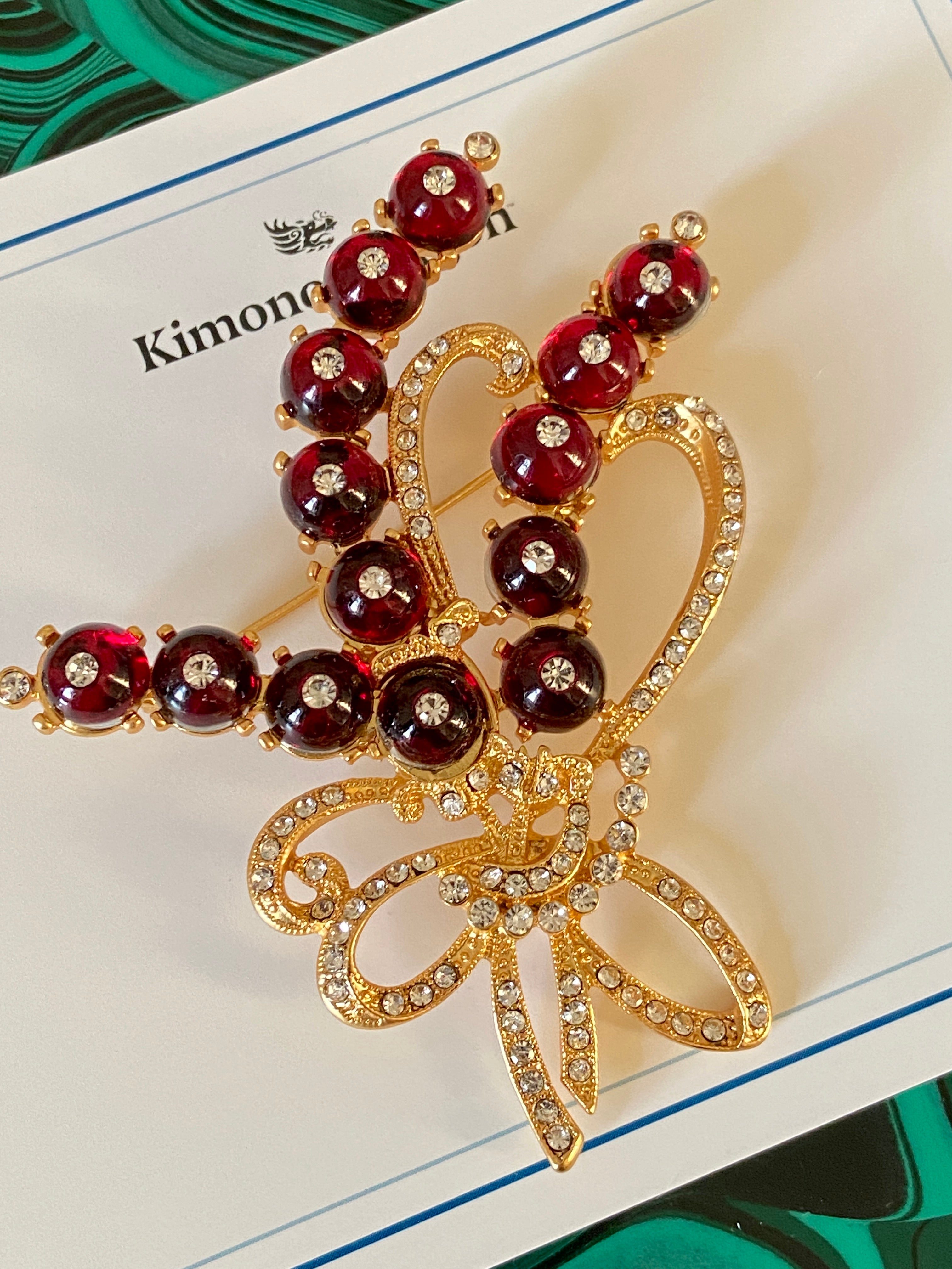 90s French Red Berry Holiday Brooch