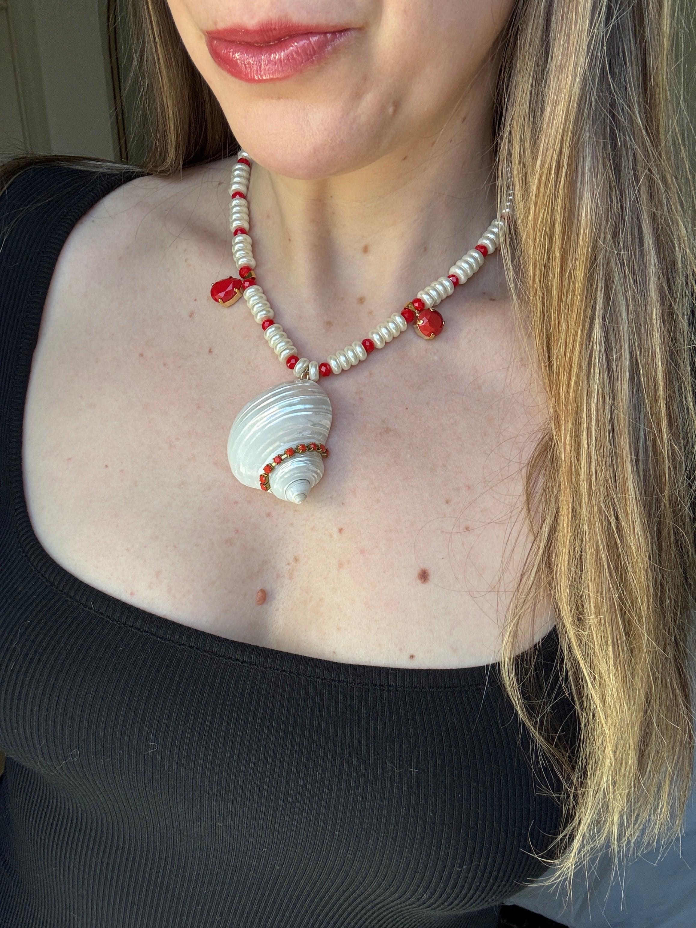 Pearl and Shell Statement Necklace