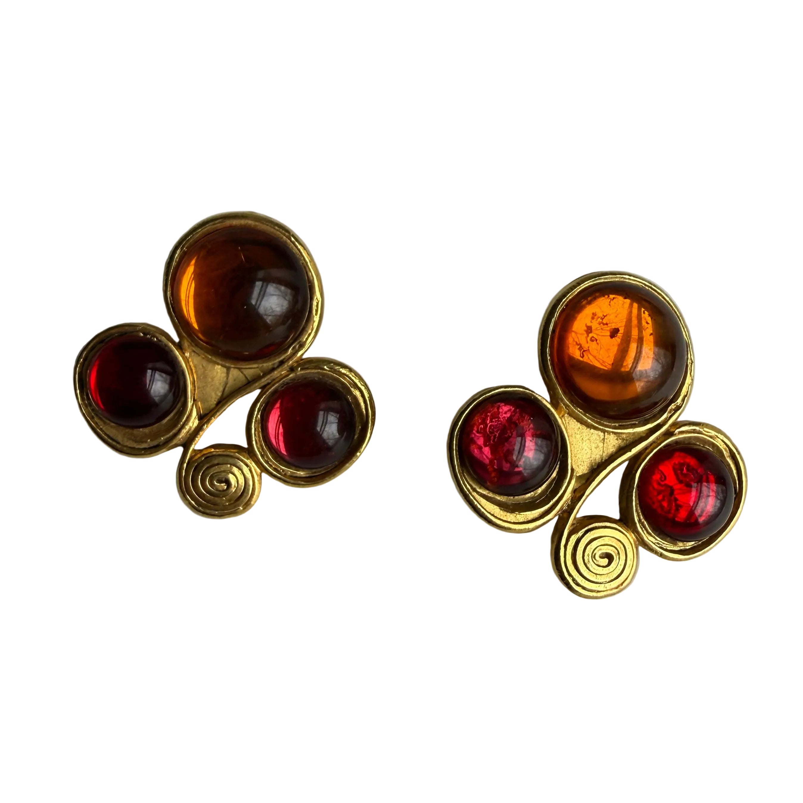 Vintage 80s French Designer Colorful Glass Clover Earrings