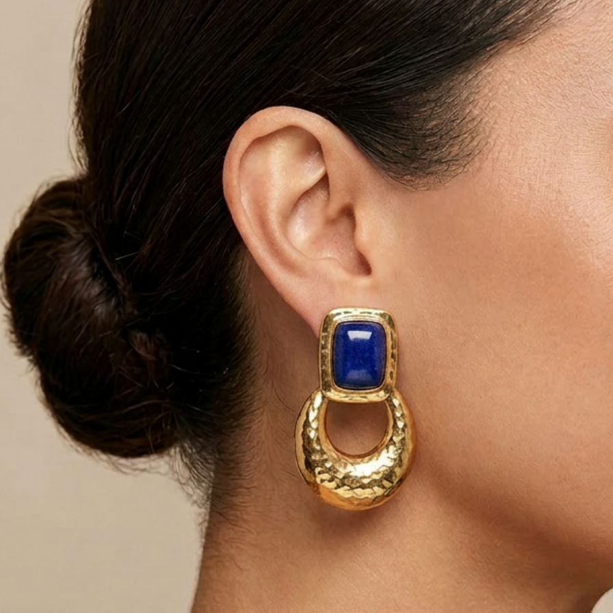 1980s Hammered Gold Doorknocker Earrings