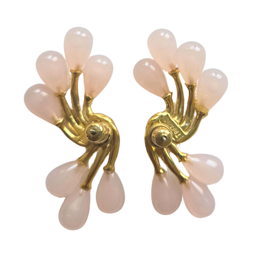 Trifari Pink Teardrop Cluster Earrings